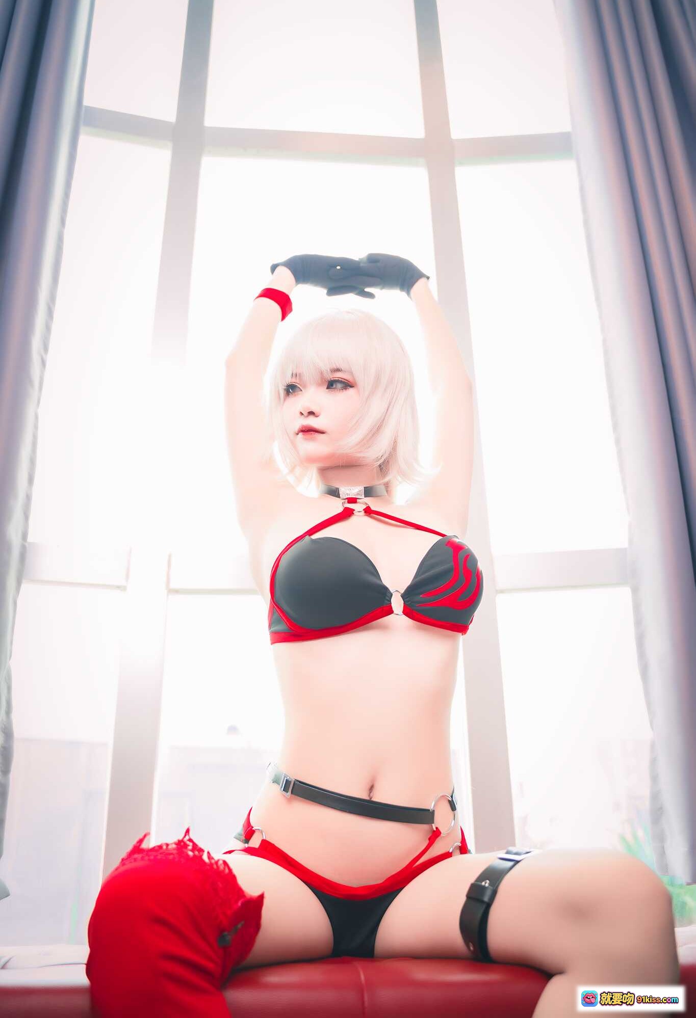 图片[6] - Azami NO.021 贞德狂战士 Cosplay 粉发黑红内衣造型 20P高清写真集 - 就要吻