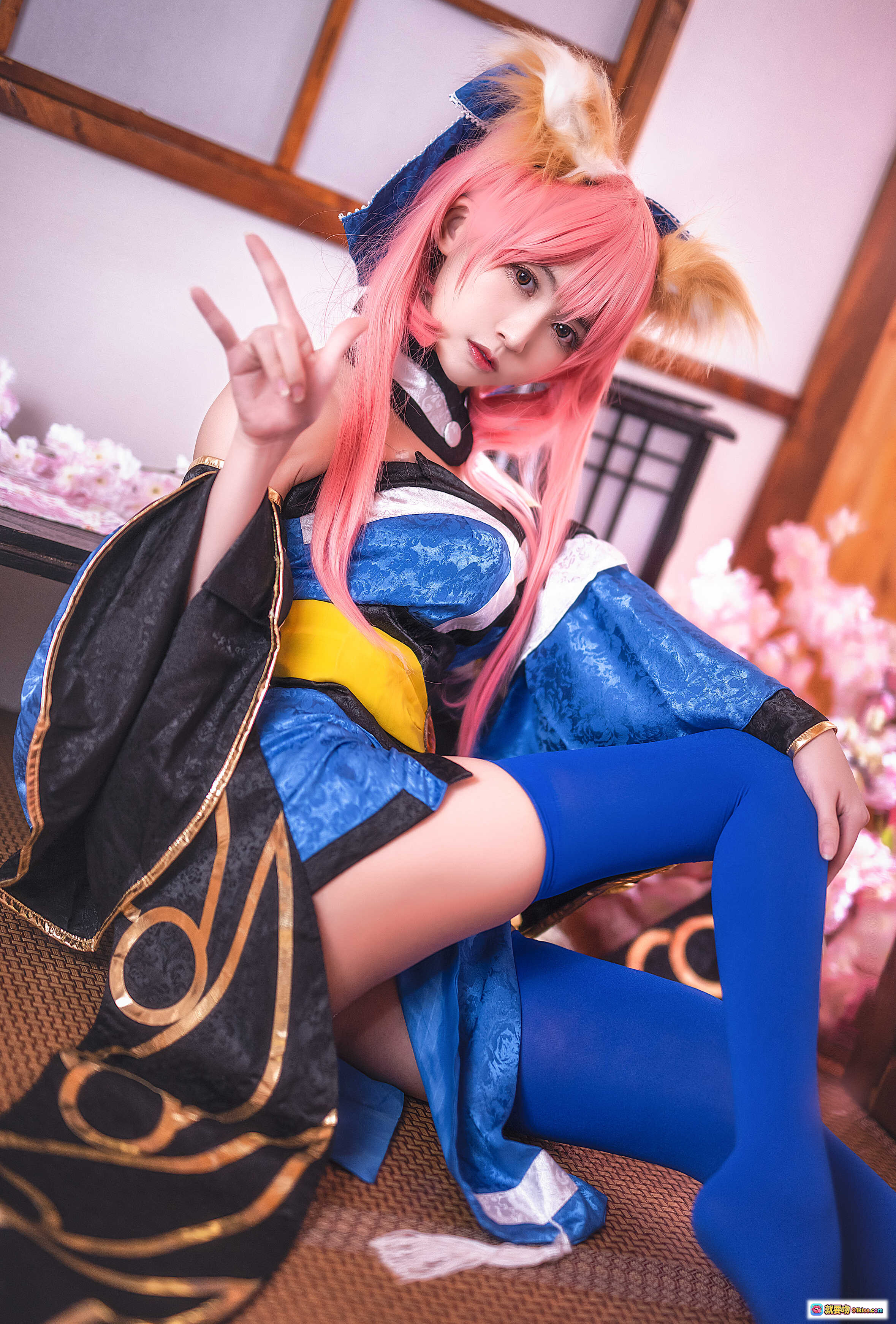 图片[8] - 鳗鱼霏儿NO.073玉藻前cosplay蓝丝袜美腿和服写真18P高清图集 - 就要吻