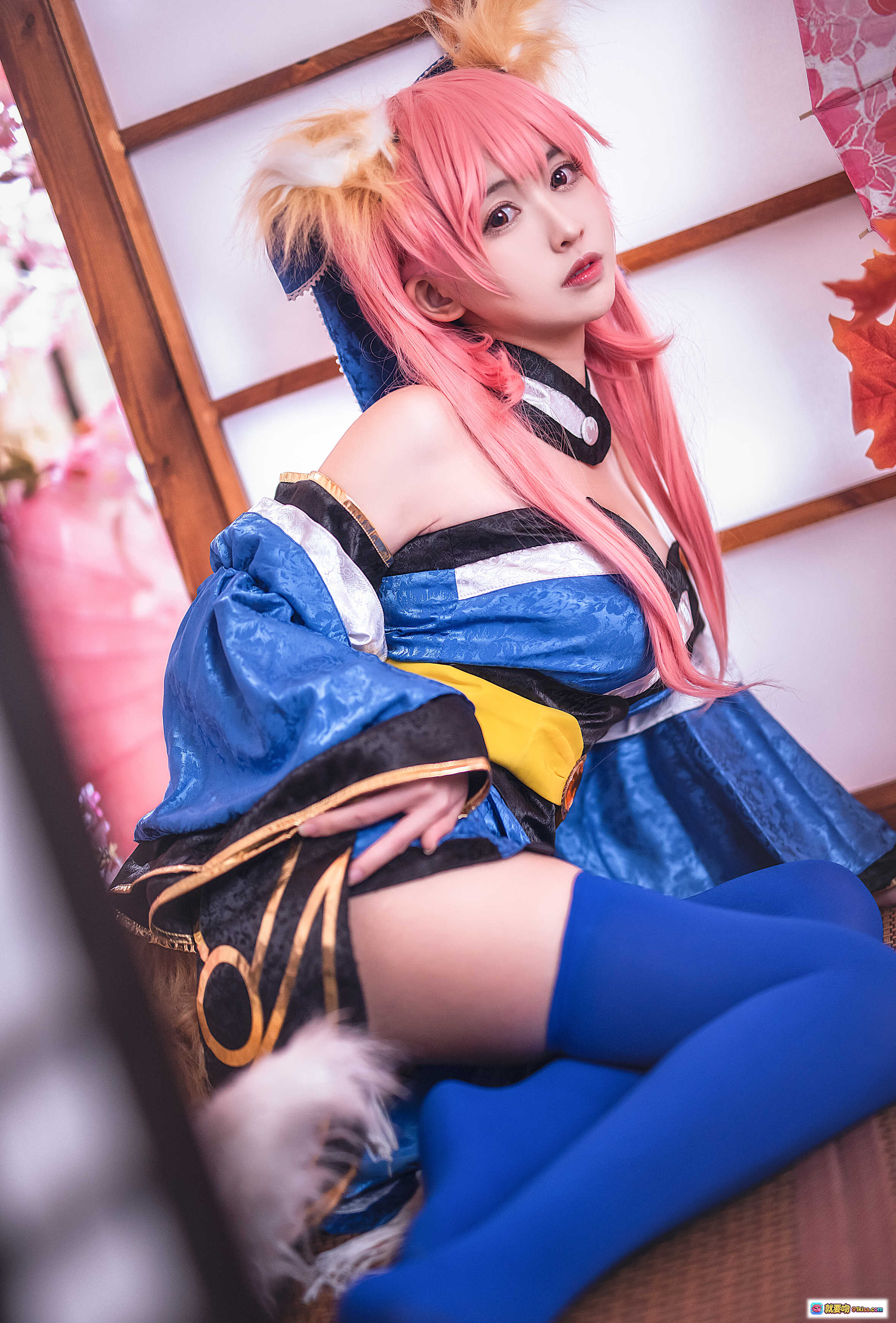 图片[9] - 鳗鱼霏儿NO.073玉藻前cosplay蓝丝袜美腿和服写真18P高清图集 - 就要吻