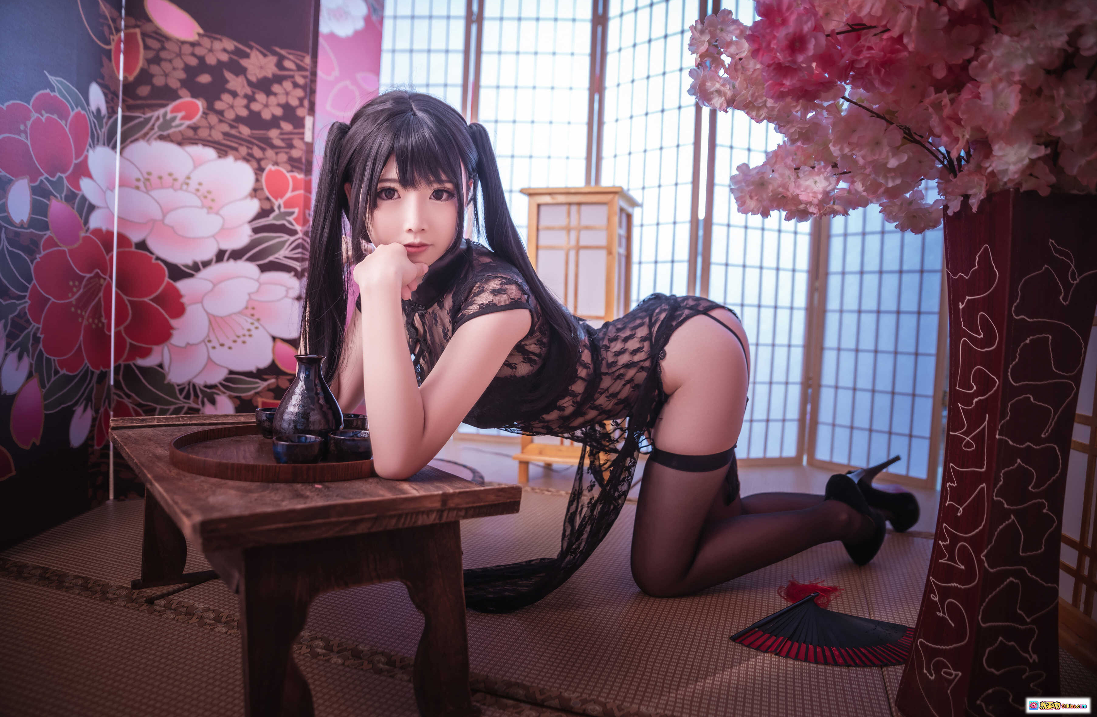 图片[8] - 面饼仙儿NO.018黑丝情趣旗袍写真 21P高清性感蕾丝透视修身设计优雅诱惑私房美图 - 就要吻