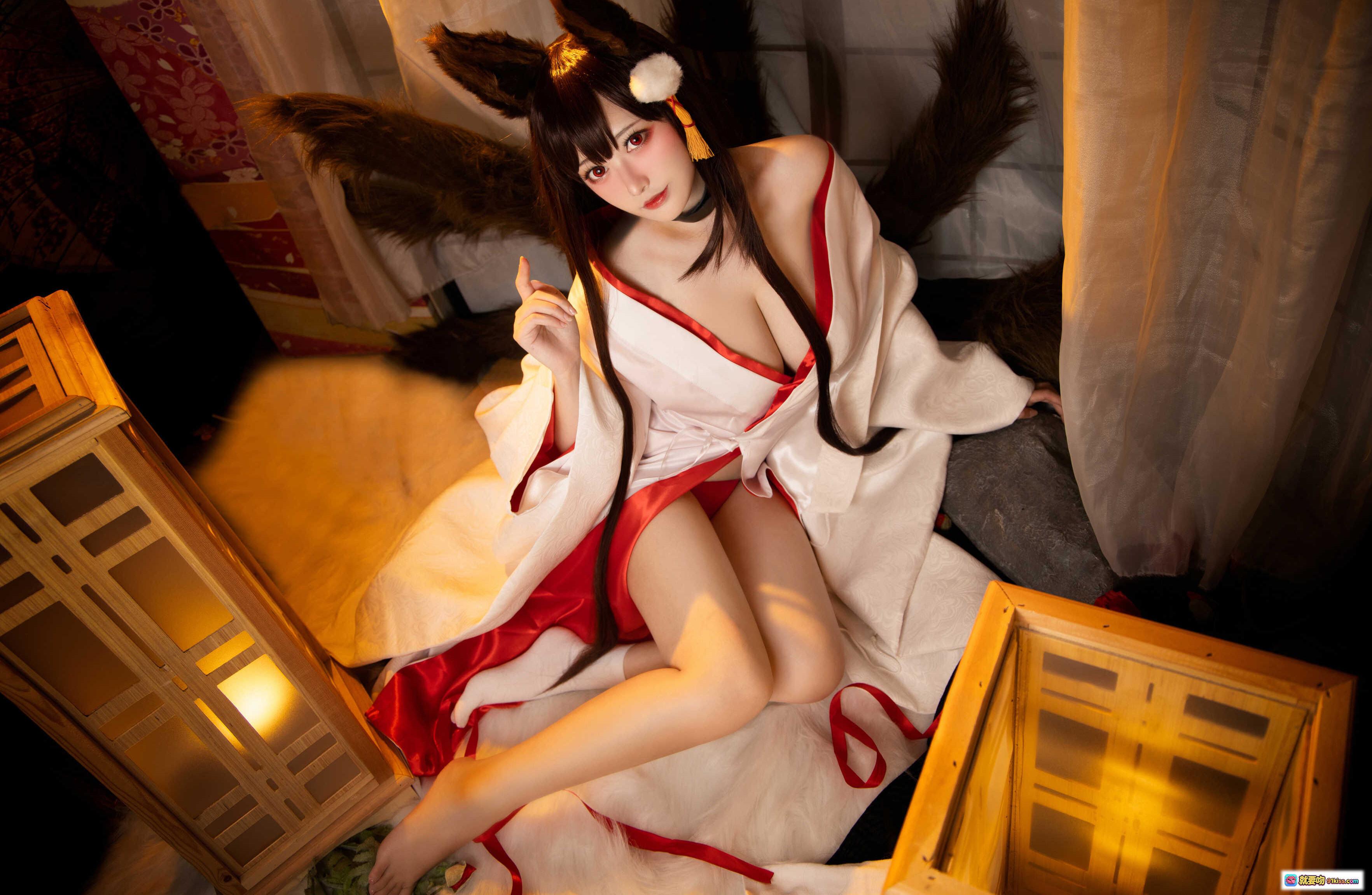 图片[5] - 念念_D NO.005 赤城白无垢Cosplay写真 九尾狐少女和风浴衣 红白配色 日系唯美摄影 20P高清图集 - 就要吻