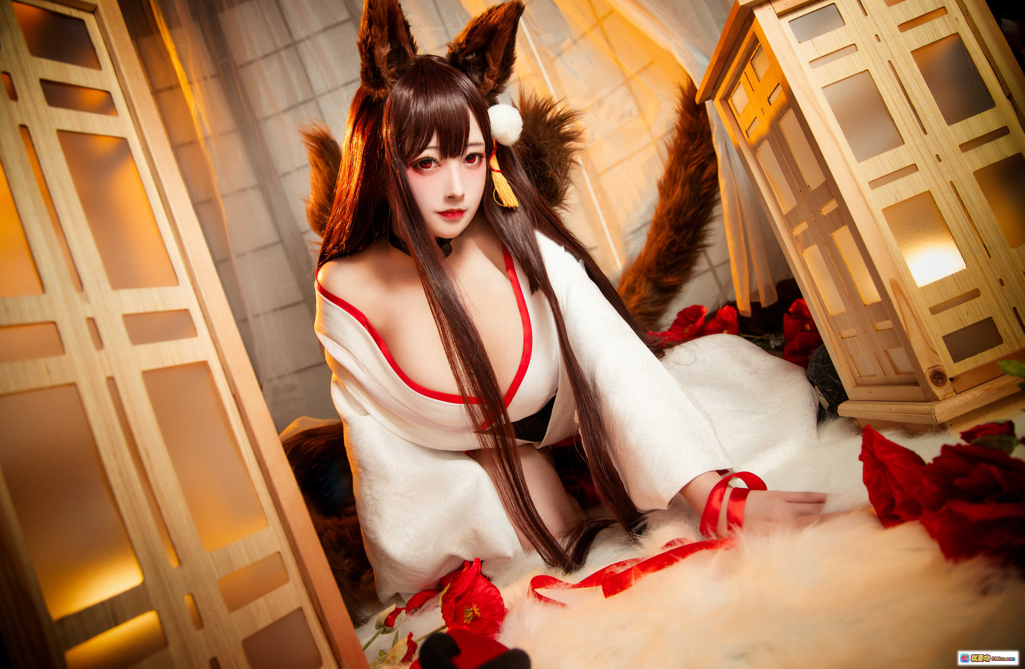 图片[3] - 念念_D NO.005 赤城白无垢Cosplay写真 九尾狐少女和风浴衣 红白配色 日系唯美摄影 20P高清图集 - 就要吻