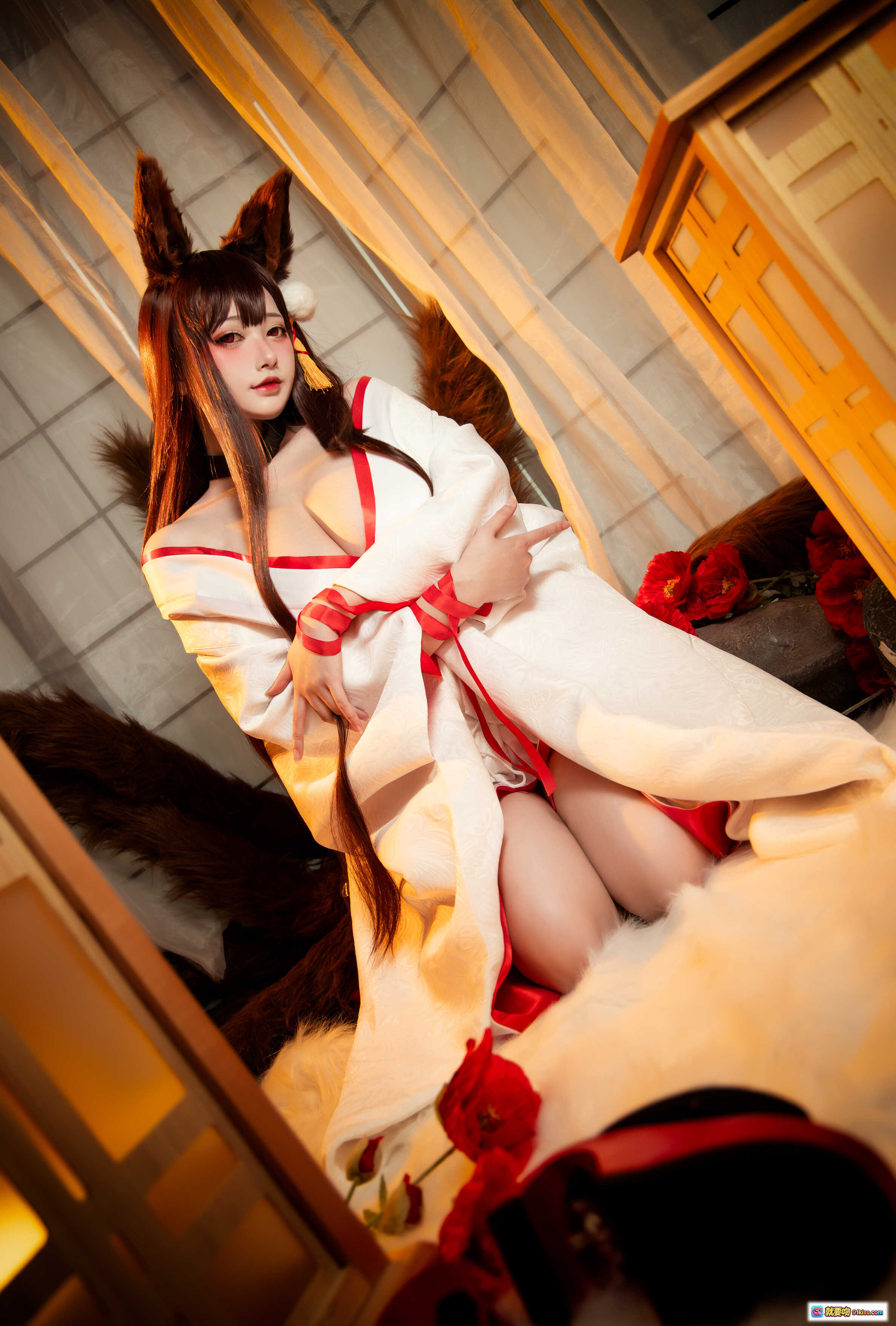图片[7] - 念念_D NO.005 赤城白无垢Cosplay写真 九尾狐少女和风浴衣 红白配色 日系唯美摄影 20P高清图集 - 就要吻