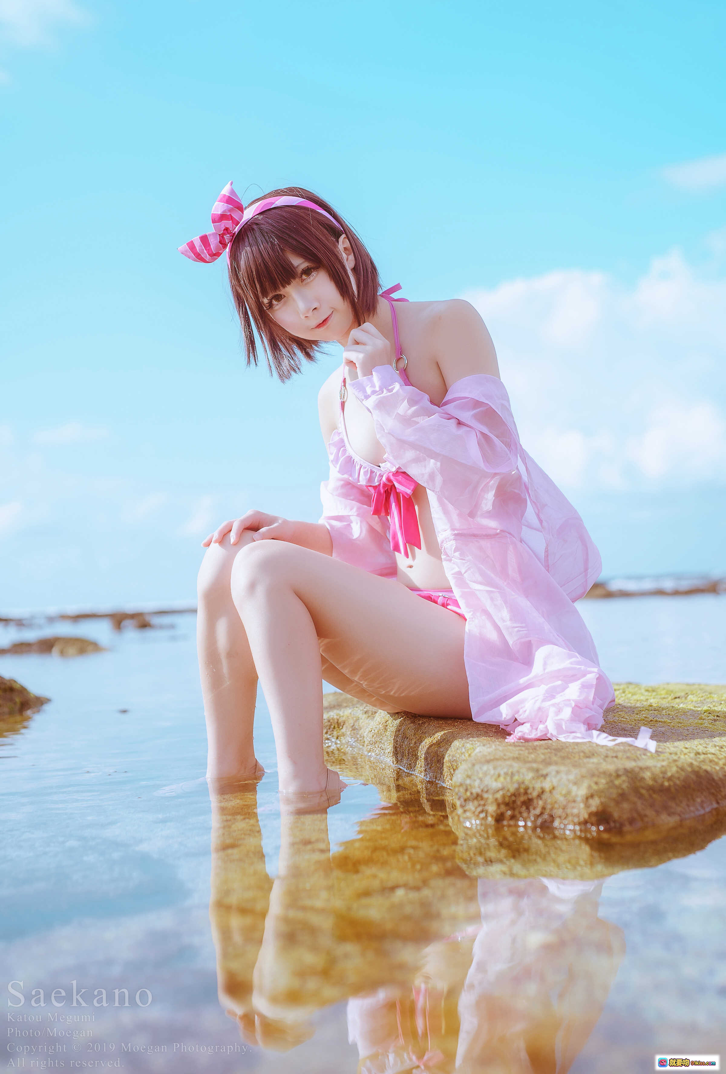 图片[9] - 加藤恵水着ver. cosplay海滩写真 | 冴えない彼女の育てかた角色扮演 | 粉色比基尼+蝴蝶结发饰 | 清新夏日海边场景 | 高清美少女摄影 - 就要吻