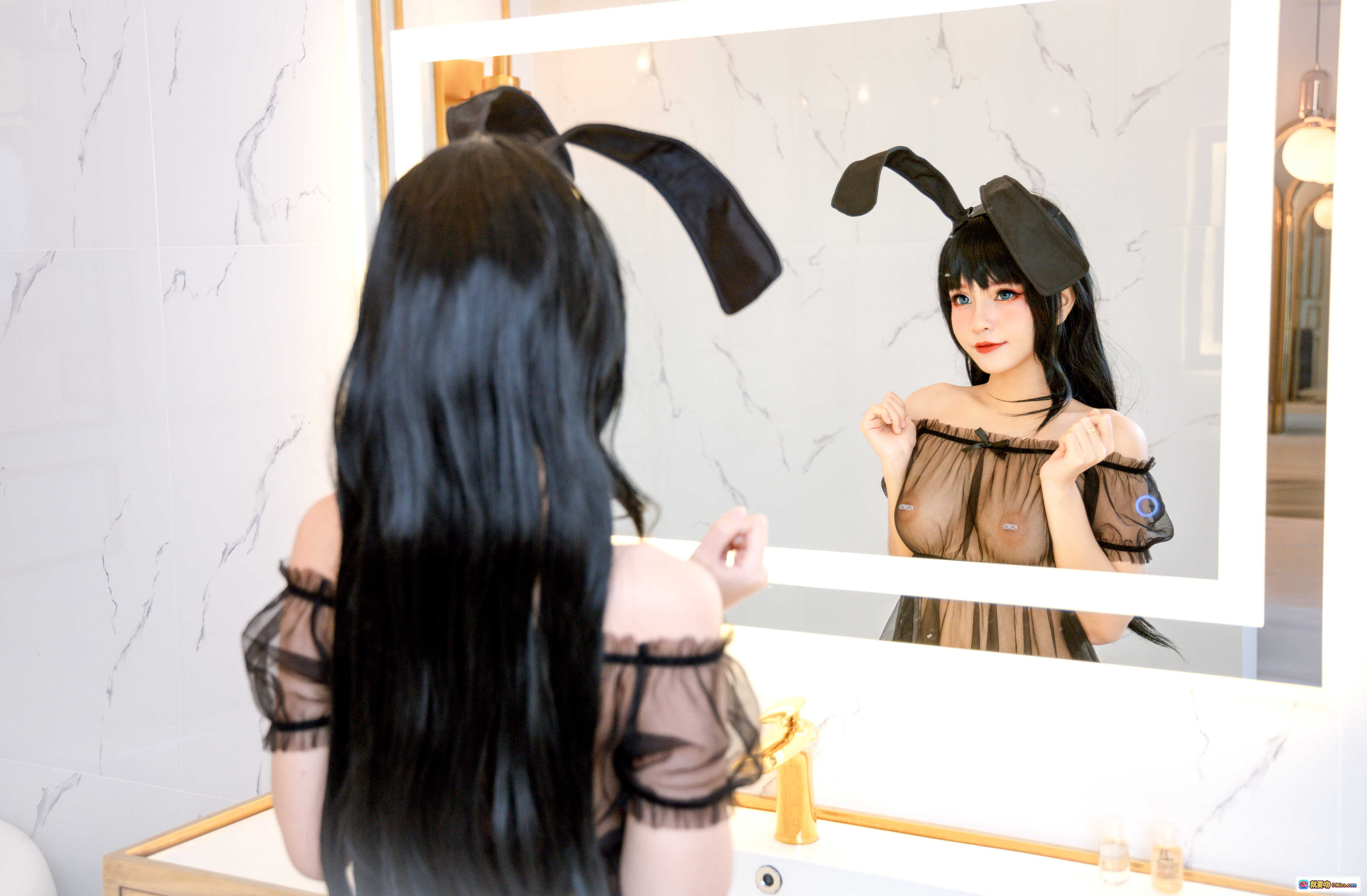 图片[3] - Azami NO.053 兔兔写真 | 黑色蕾丝兔女郎造型 | 镜前性感自拍 | 18P高清图集 | 102MB下载 - 就要吻