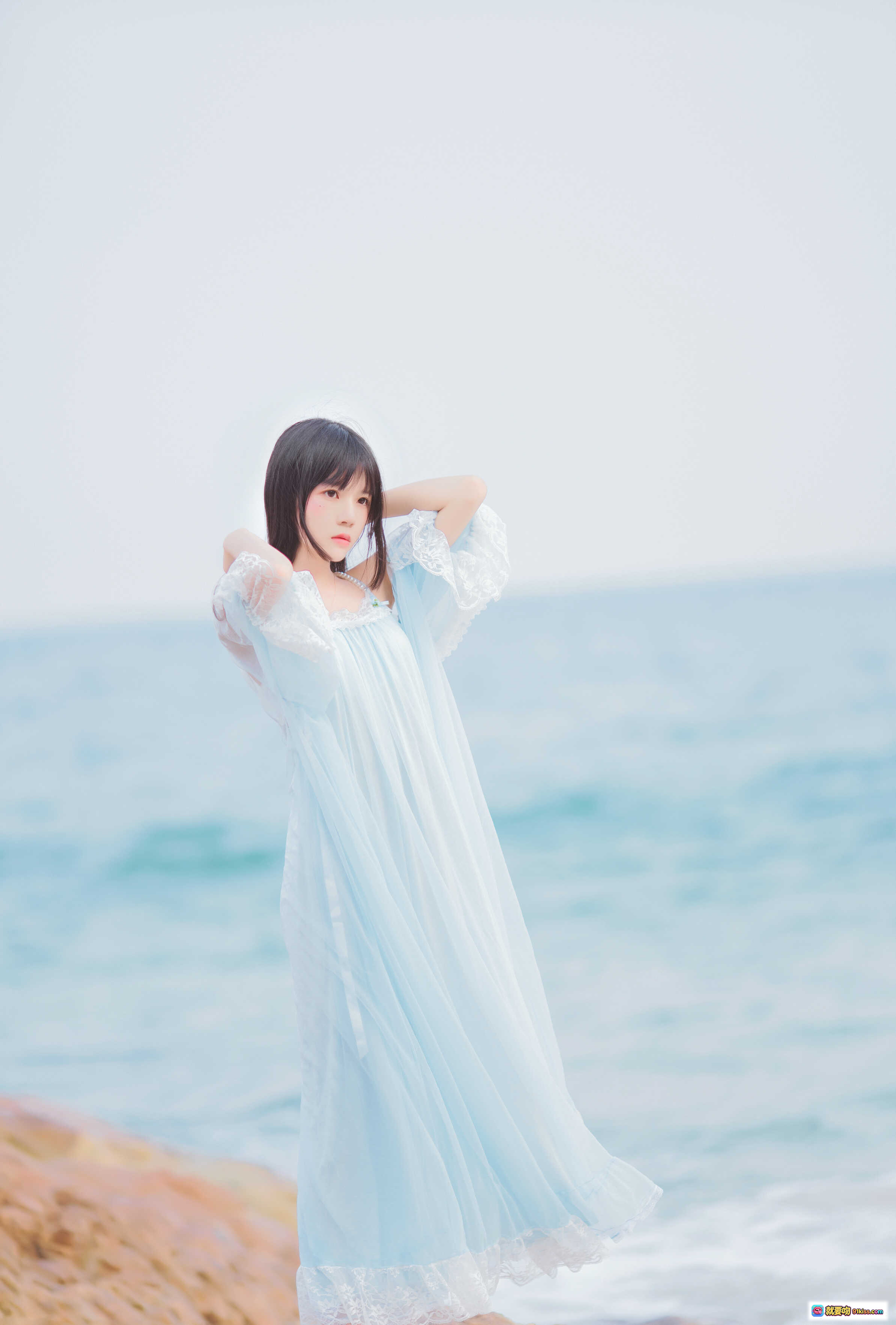图片[10] - 桜桃喵043冬眠写真｜海边长裙少女｜清新梦幻蓝裙｜温柔气质人像摄影 - 就要吻
