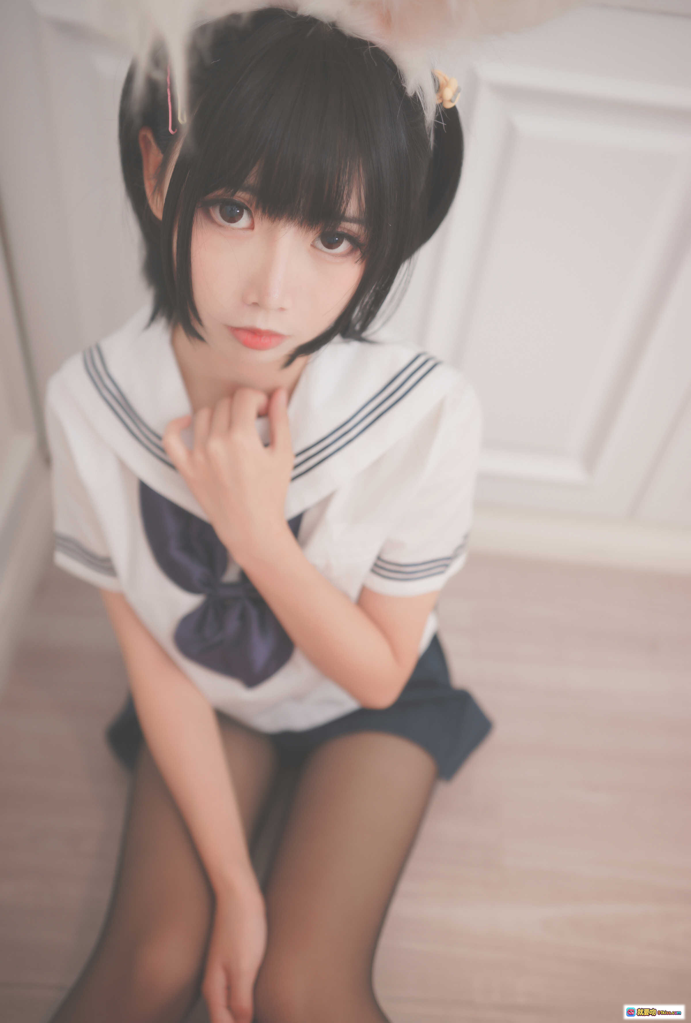 图片[5] - 面饼仙儿NO.053兔耳JK制服写真 甜美少女床照 黑丝美腿 白色水手服 17P高清图集 - 就要吻