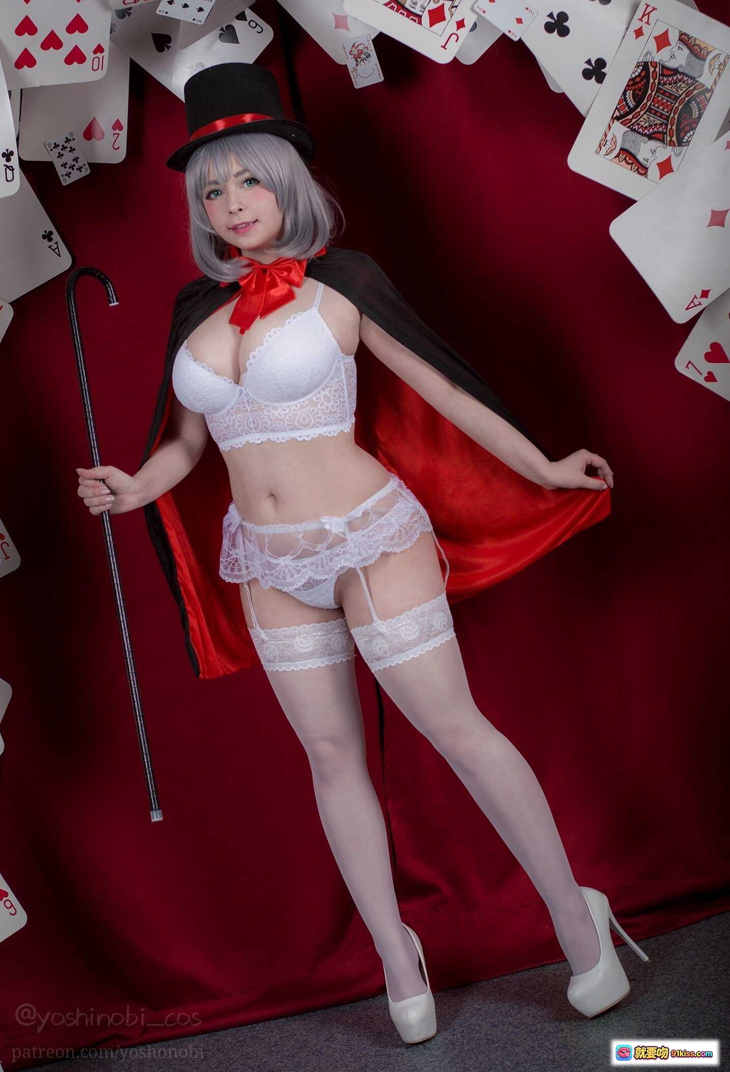 图片[2] - 红兔女郎cos自拍镜中照 紫发红衣兔耳蝴蝶结性感写真 - 就要吻