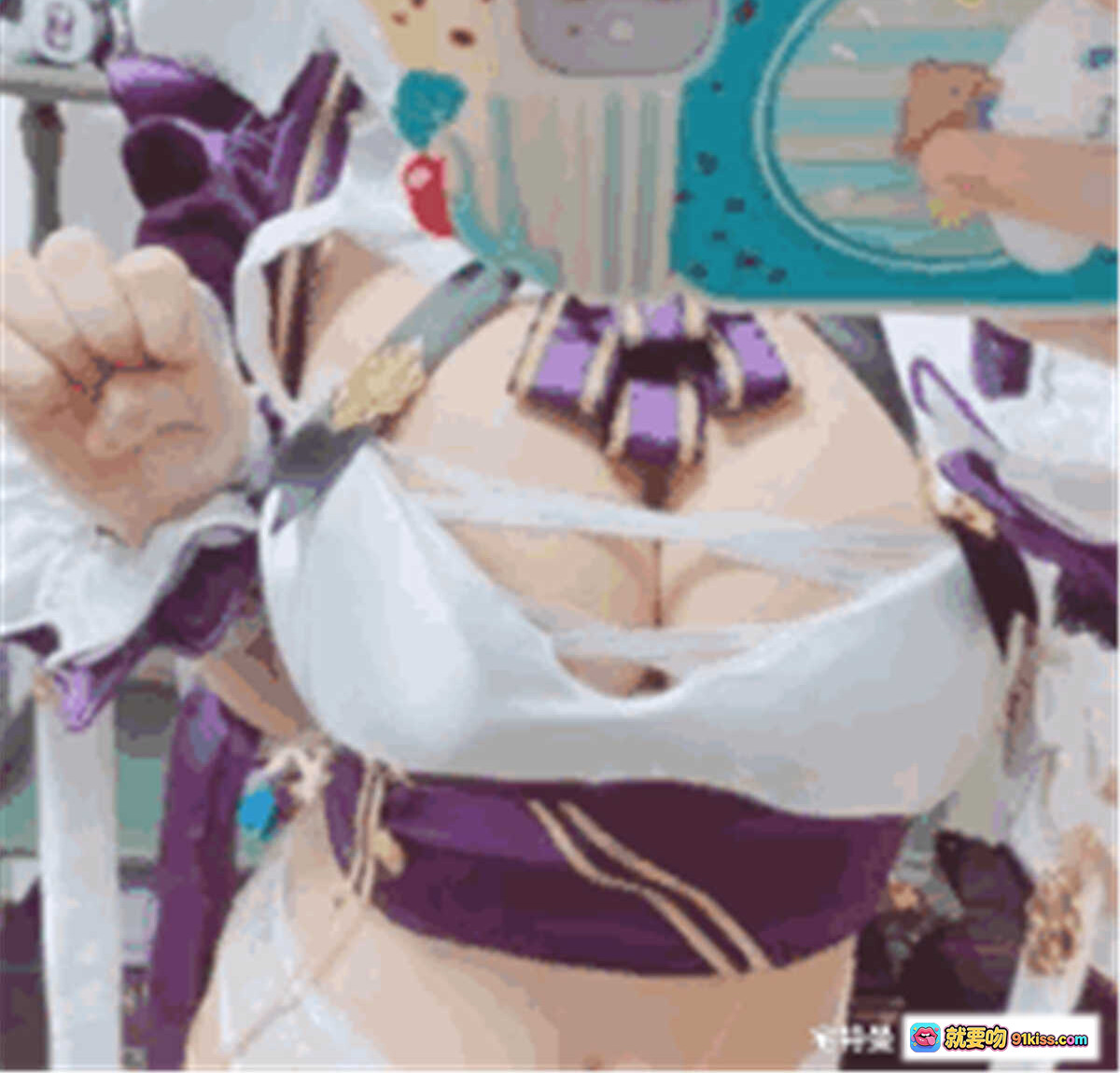 图片[4] - 起司块wii NO.018 柴郡自拍 Cosplay 紫白女仆装 蓝绿双马尾 抱毛绒玩偶 24P高清写真 - 就要吻