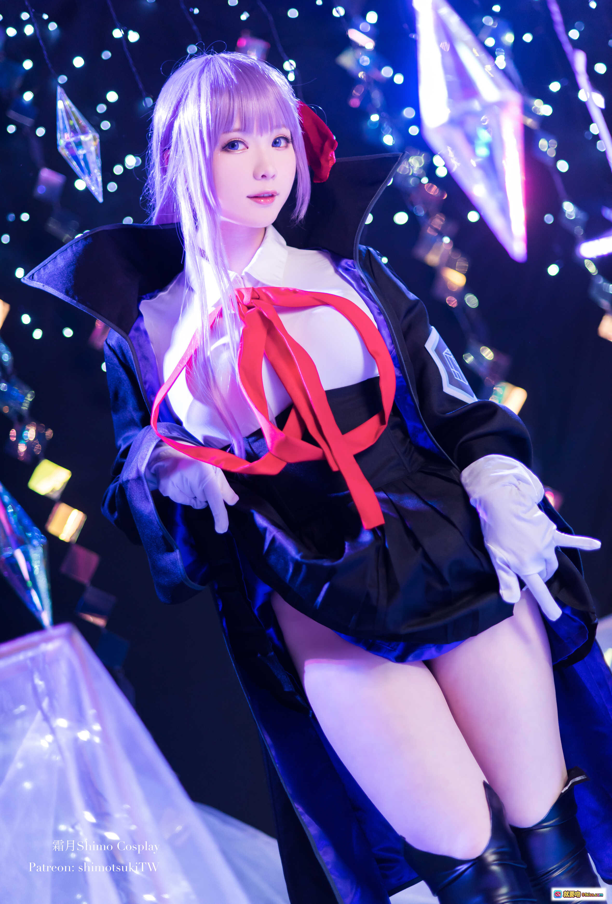 图片[6] - 霜月Shimo Cosplay写真集NO.033 BB | 紫发红领结少女 | 丝袜美腿持杖姿势 | 梦幻星空背景 | 14P高清图包 - 就要吻