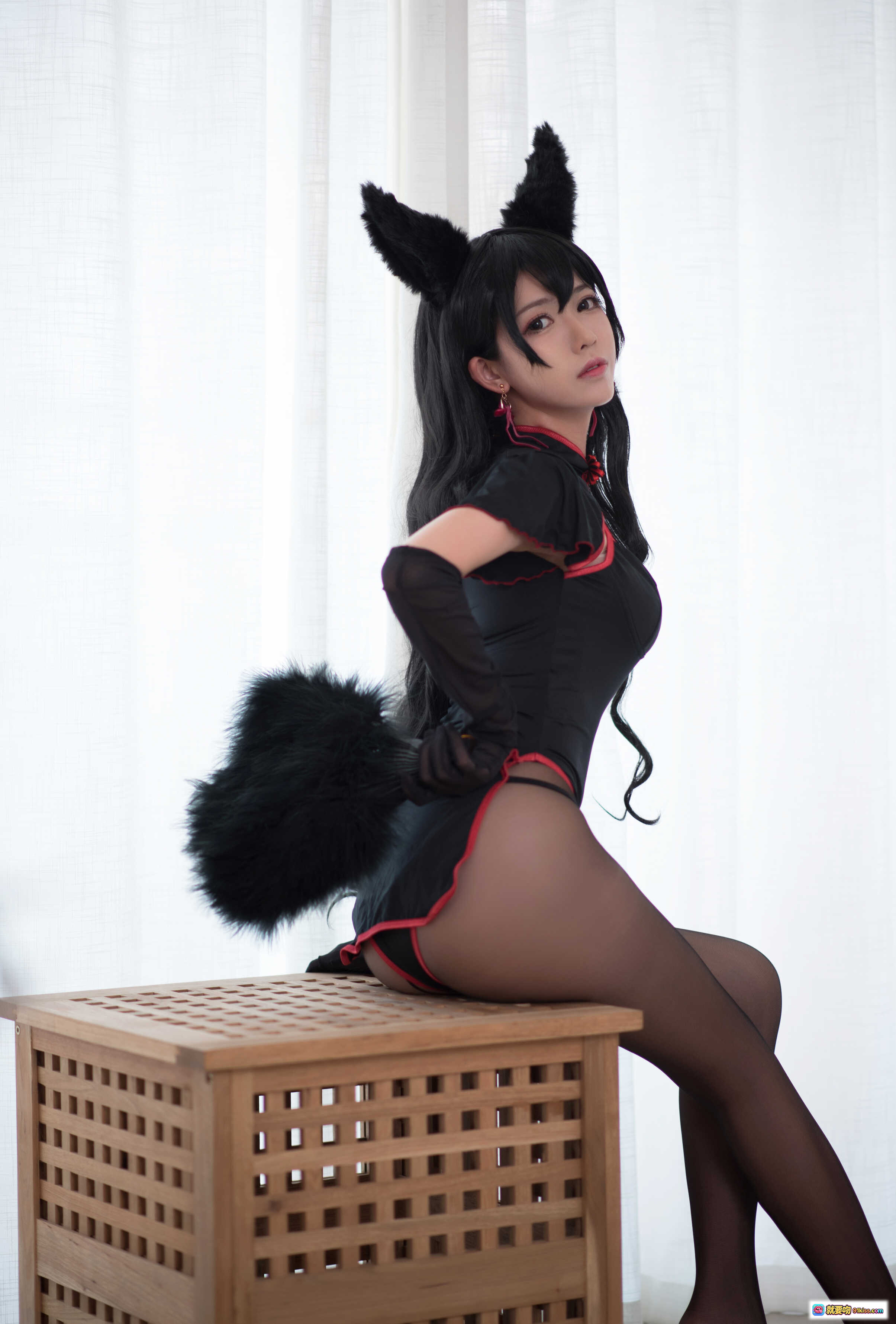 图片[6] - 鳗鱼霏儿NO.062兽耳黑丝写真-性感猫耳女仆装搭配长手套与毛绒尾巴-高清13P美图 - 就要吻