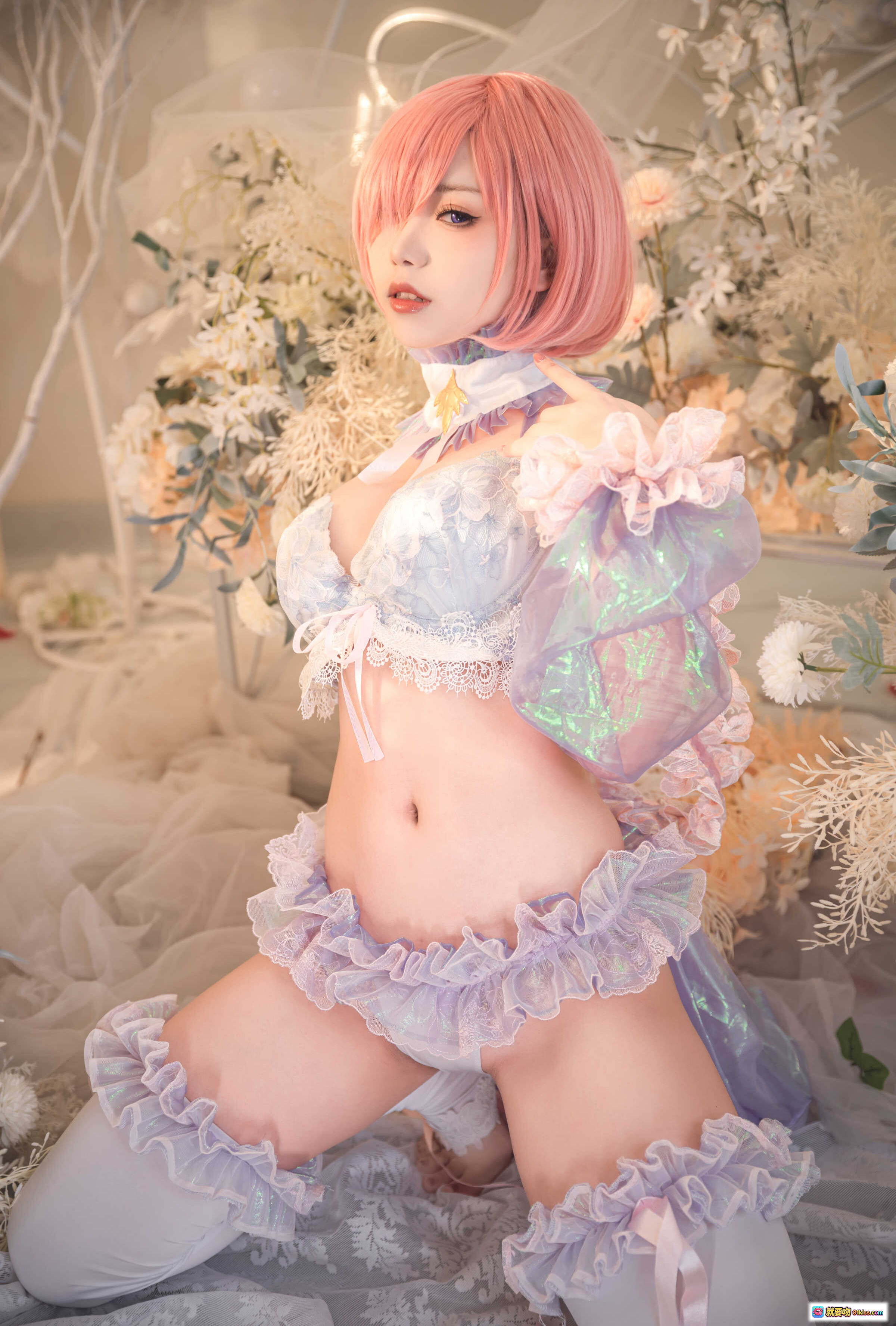 图片[4] - 玛修同人服cosplay写真 | 粉发少女蕾丝内衣套装 | 甜美洛丽塔风格 | 北亦北NO.006高清24P图集 - 就要吻
