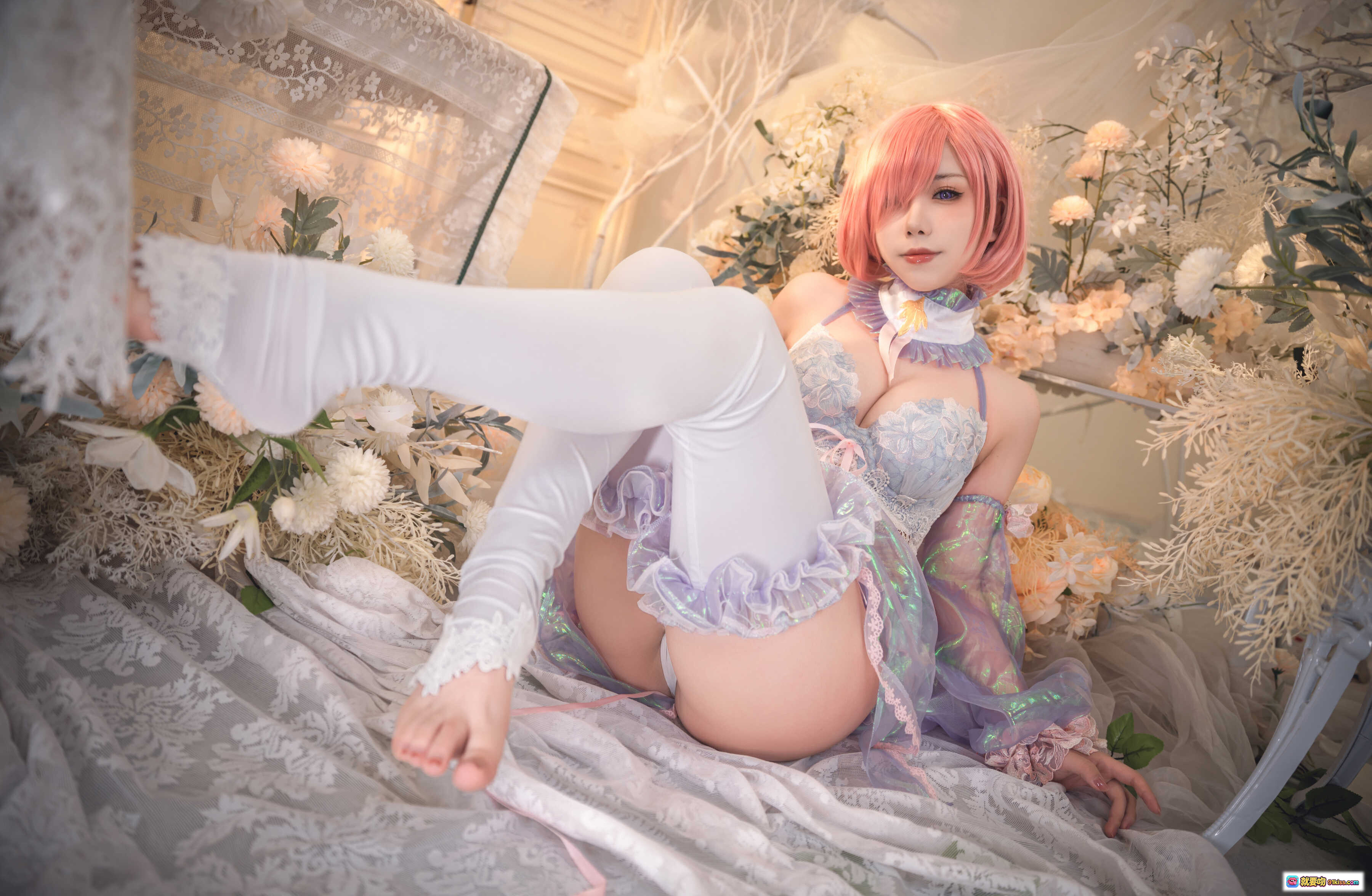图片[8] - 玛修同人服cosplay写真 | 粉发少女蕾丝内衣套装 | 甜美洛丽塔风格 | 北亦北NO.006高清24P图集 - 就要吻