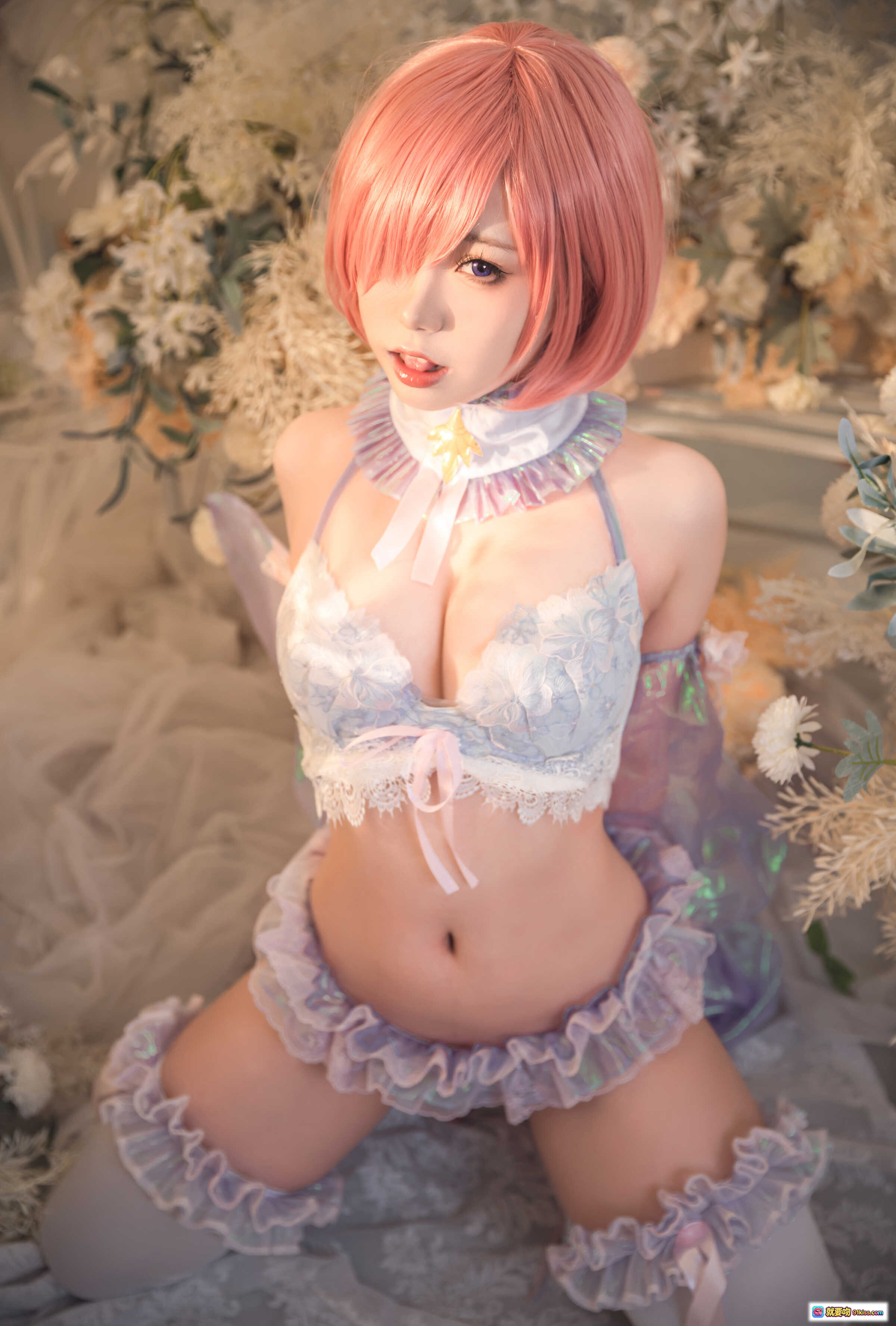 图片[1] - 玛修同人服cosplay写真 | 粉发少女蕾丝内衣套装 | 甜美洛丽塔风格 | 北亦北NO.006高清24P图集 - 就要吻