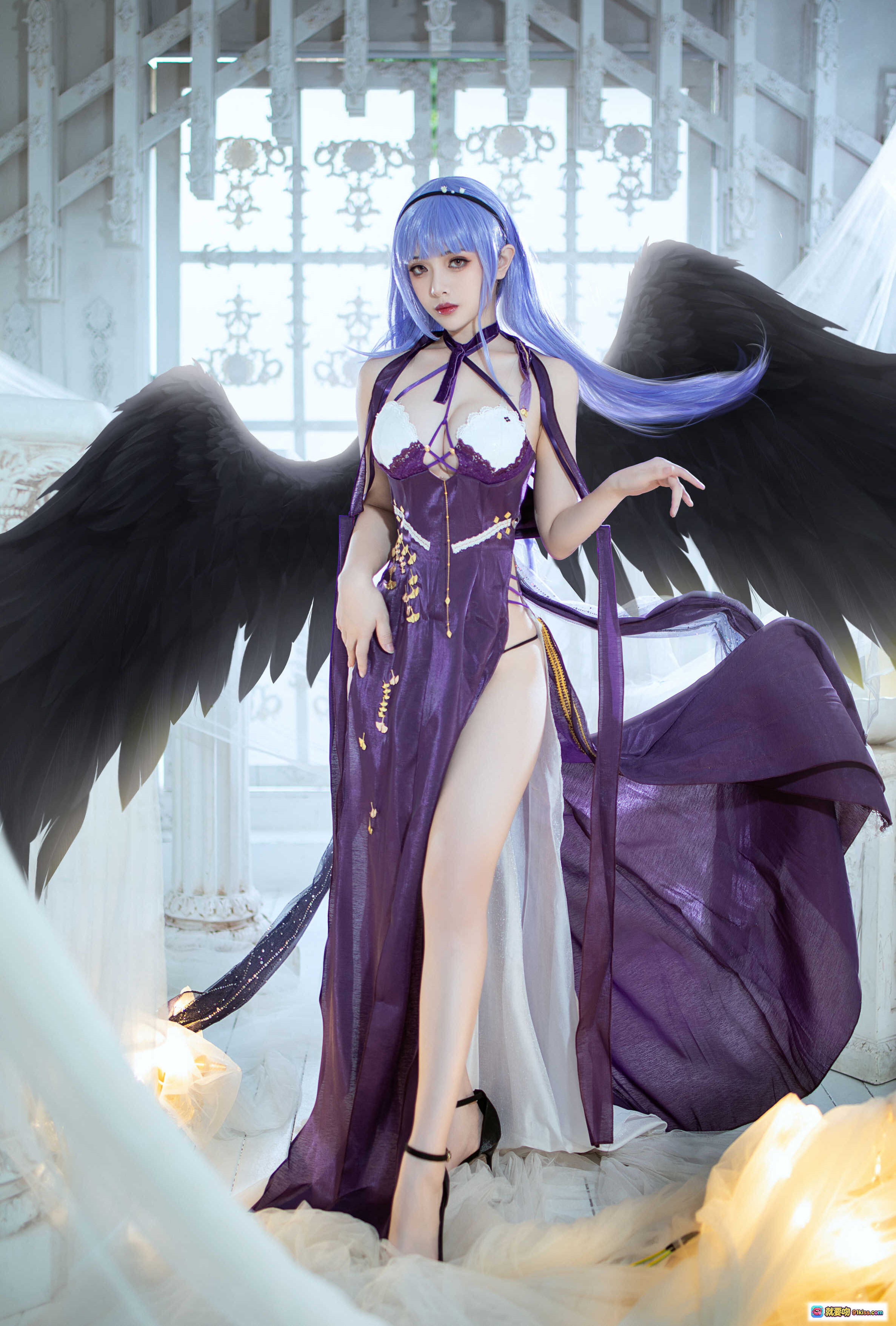 图片[10] - 雯妹不讲道理NO.063碧蓝航线黛朵COS写真 2021年1月紫色系性感蕾丝吊带裙精灵耳造型室内唯美拍摄 - 就要吻