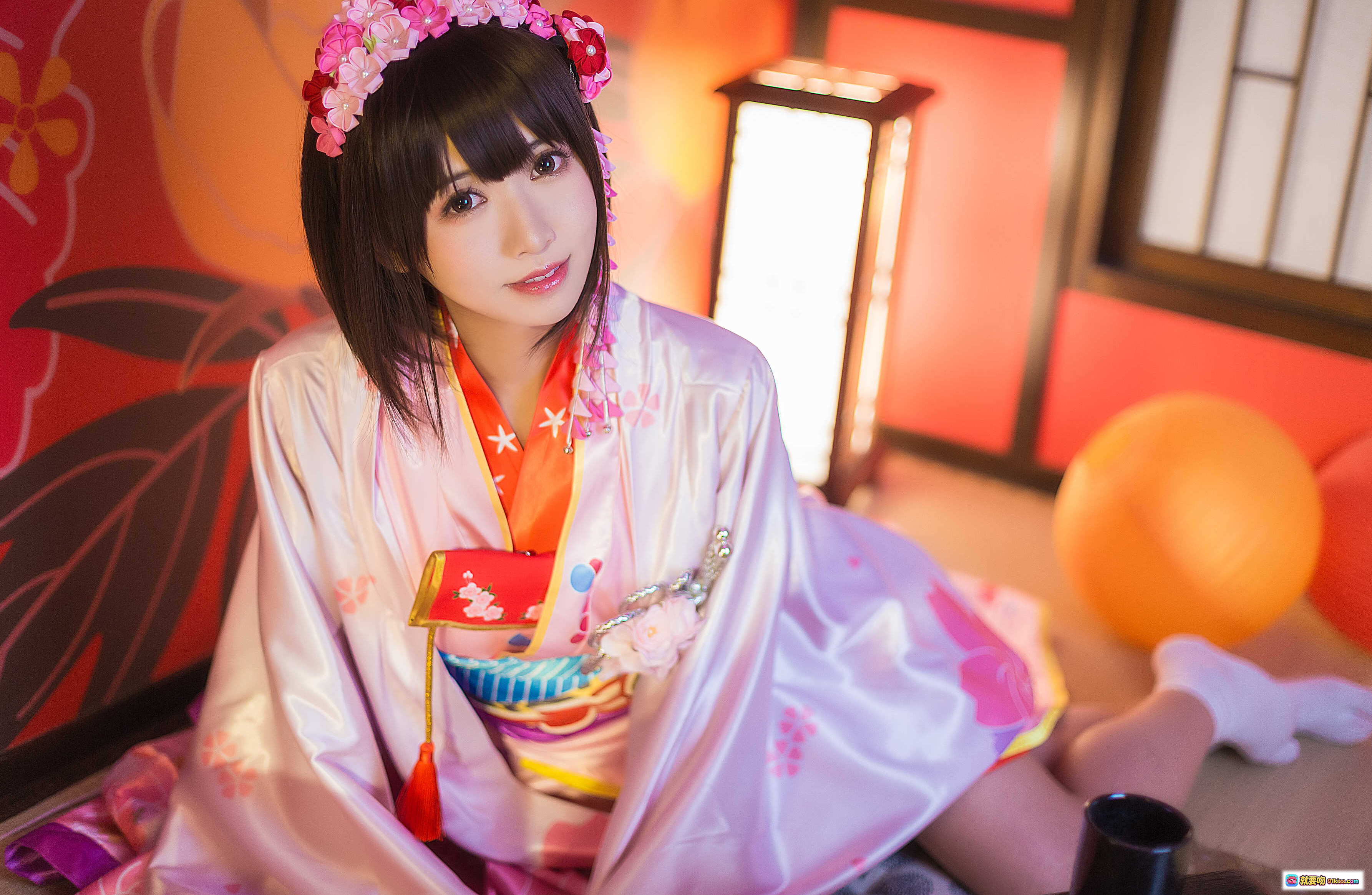 图片[3] - 鳗鱼霏儿NO.055圣人惠和服写真·日系美少女·粉色樱花和风·传统浴衣造型·室内和室场景·精致发饰与团扇·高清12P摄影集 - 就要吻