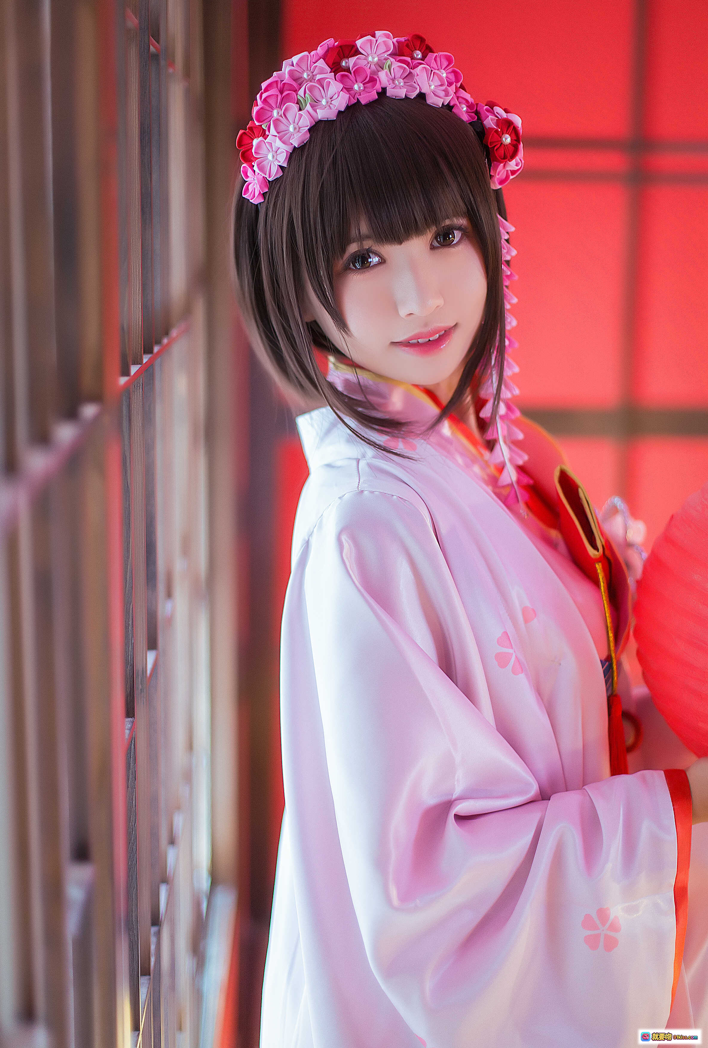 图片[7] - 鳗鱼霏儿NO.055圣人惠和服写真·日系美少女·粉色樱花和风·传统浴衣造型·室内和室场景·精致发饰与团扇·高清12P摄影集 - 就要吻