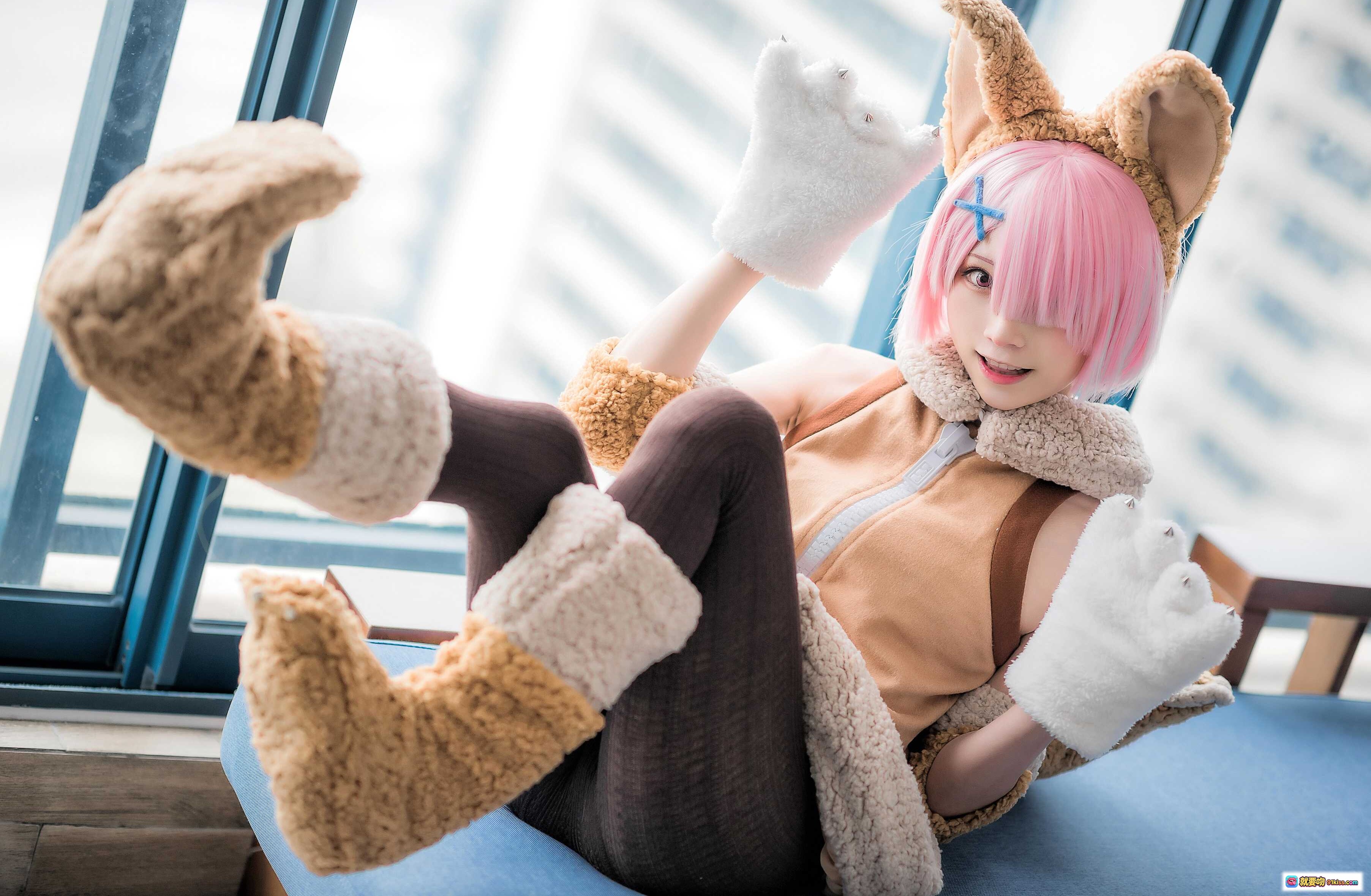 图片[2] - Kitaro绮太郎NO.048拉姆cosplay粉发兔耳萌系写真 16P高清美图 - 就要吻