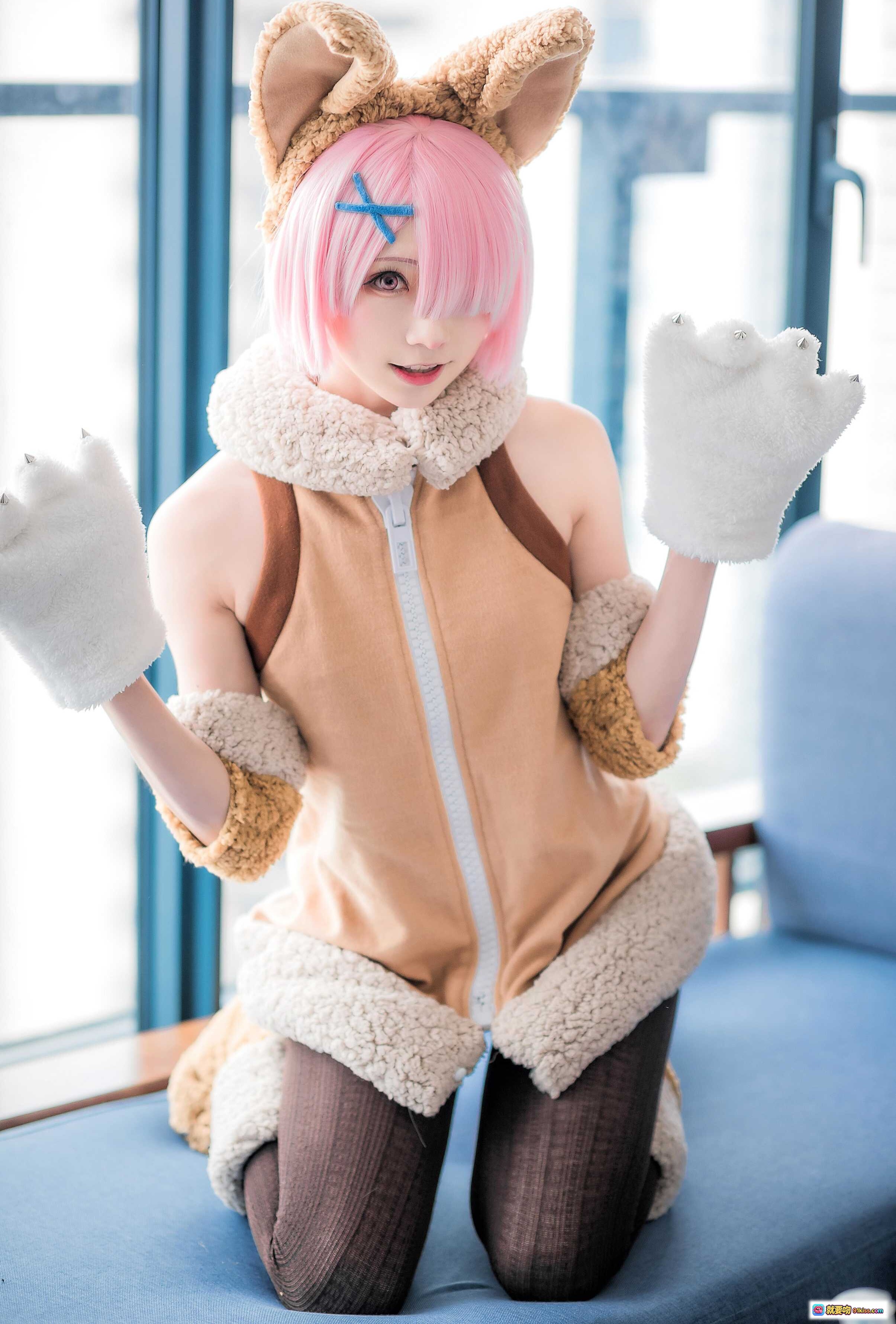 图片[9] - Kitaro绮太郎NO.048拉姆cosplay粉发兔耳萌系写真 16P高清美图 - 就要吻