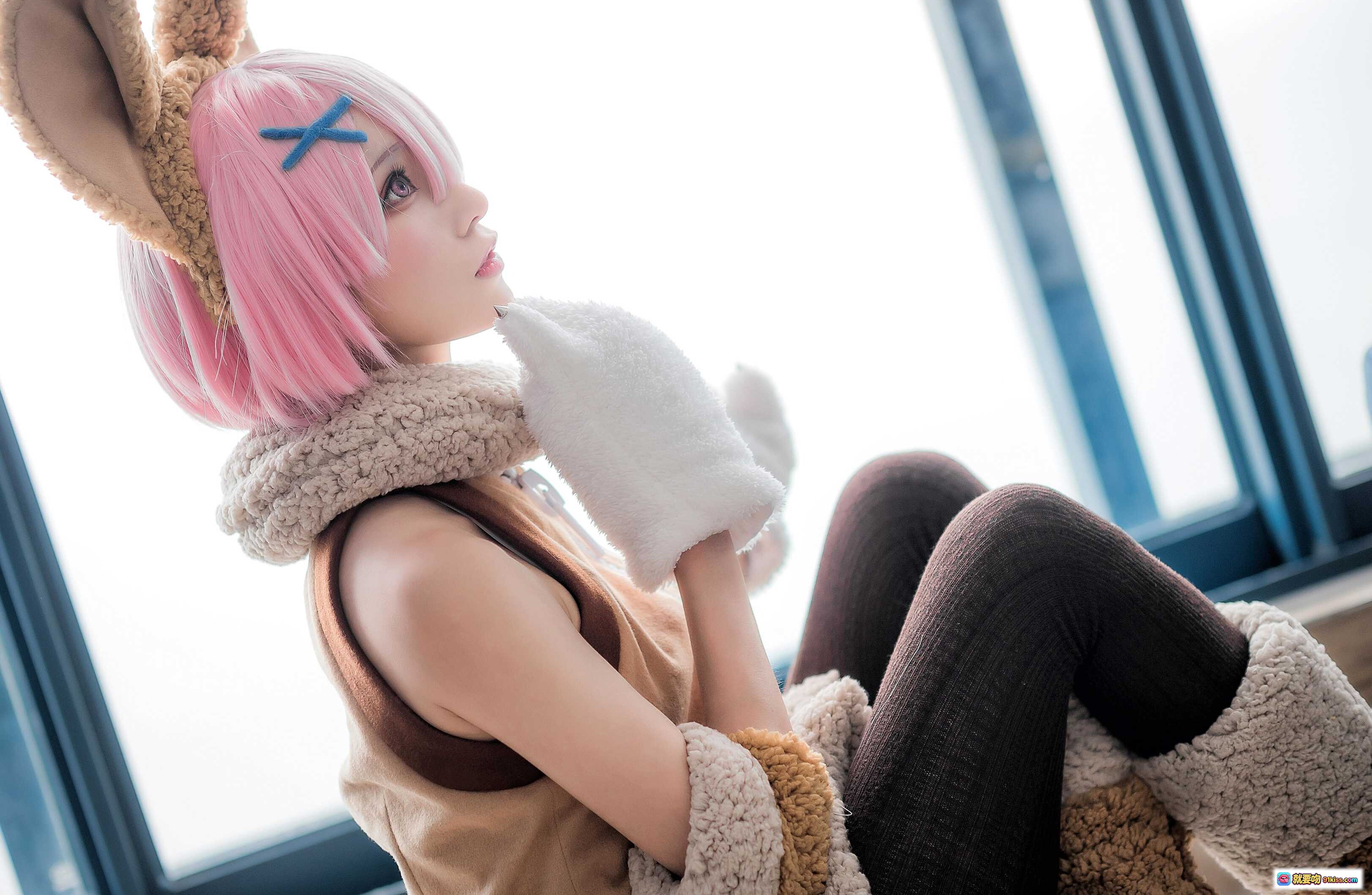 图片[8] - Kitaro绮太郎NO.048拉姆cosplay粉发兔耳萌系写真 16P高清美图 - 就要吻