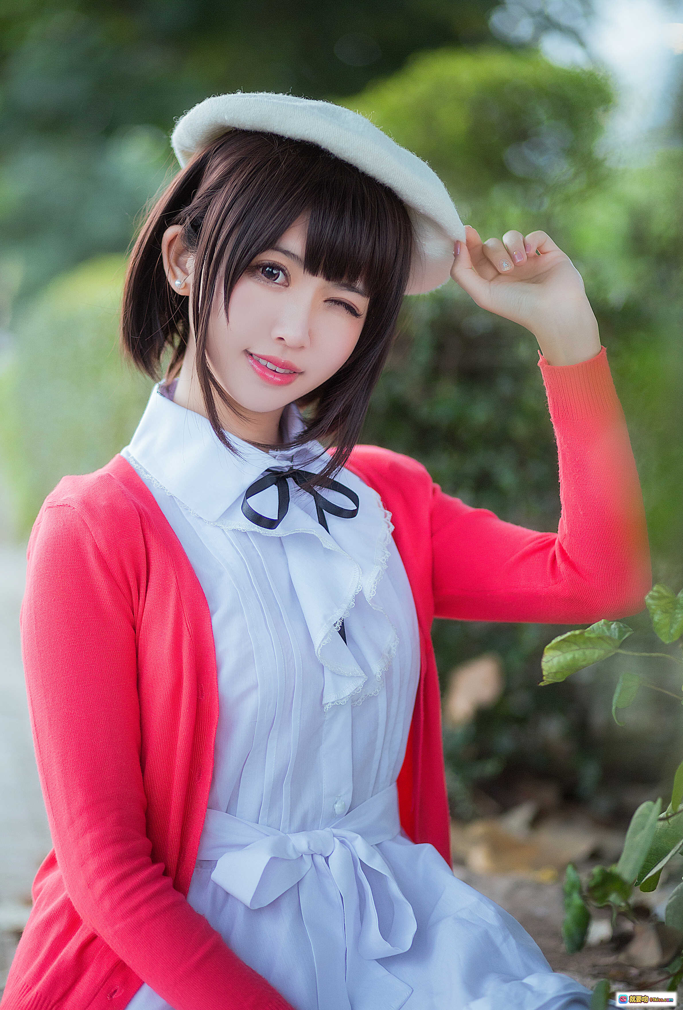 图片[8] - 鳗鱼霏儿NO.054圣人惠常服写真 白裙粉袖蕾丝袜 清纯少女风9P高清图集 - 就要吻