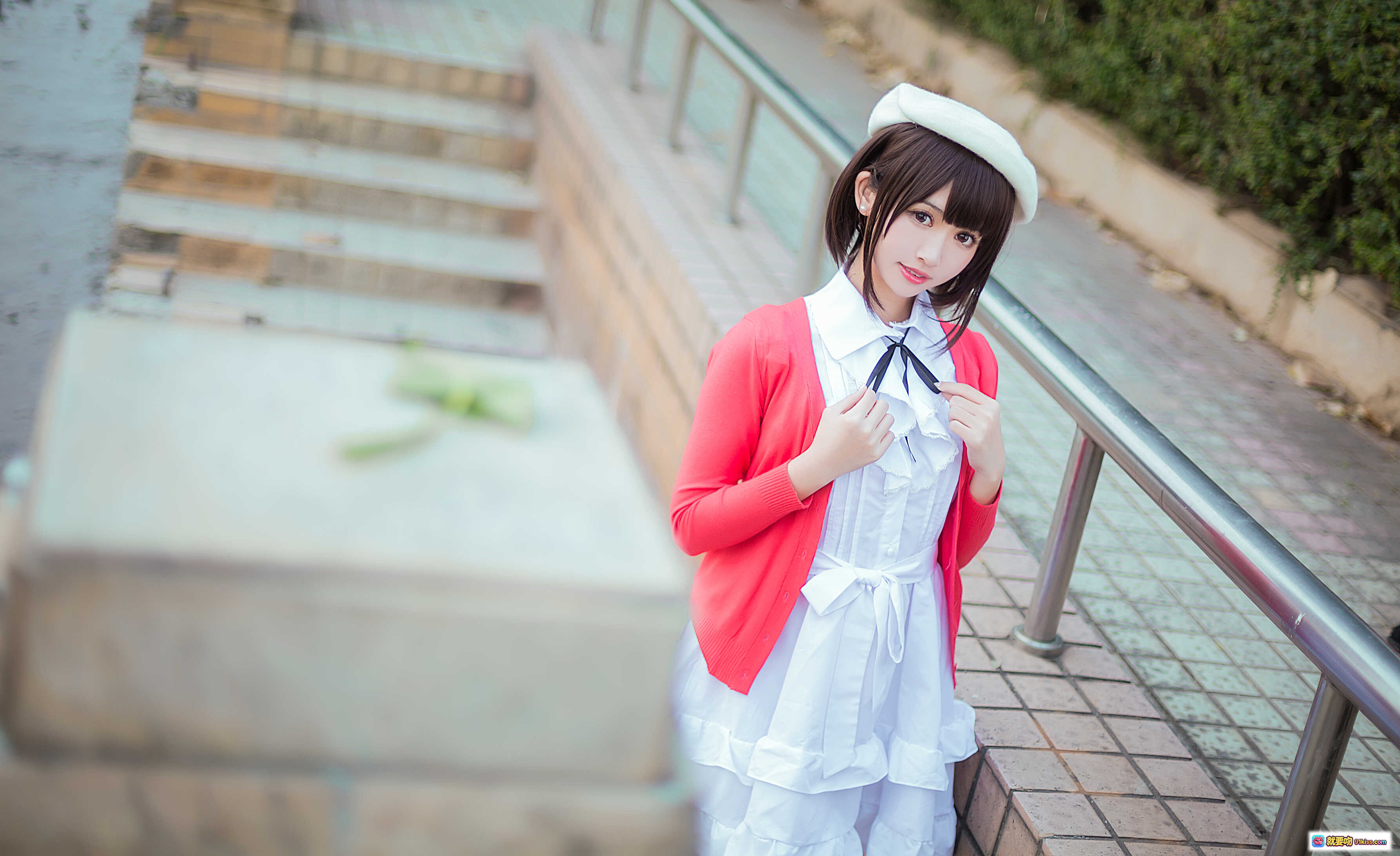 图片[5] - 鳗鱼霏儿NO.054圣人惠常服写真 白裙粉袖蕾丝袜 清纯少女风9P高清图集 - 就要吻