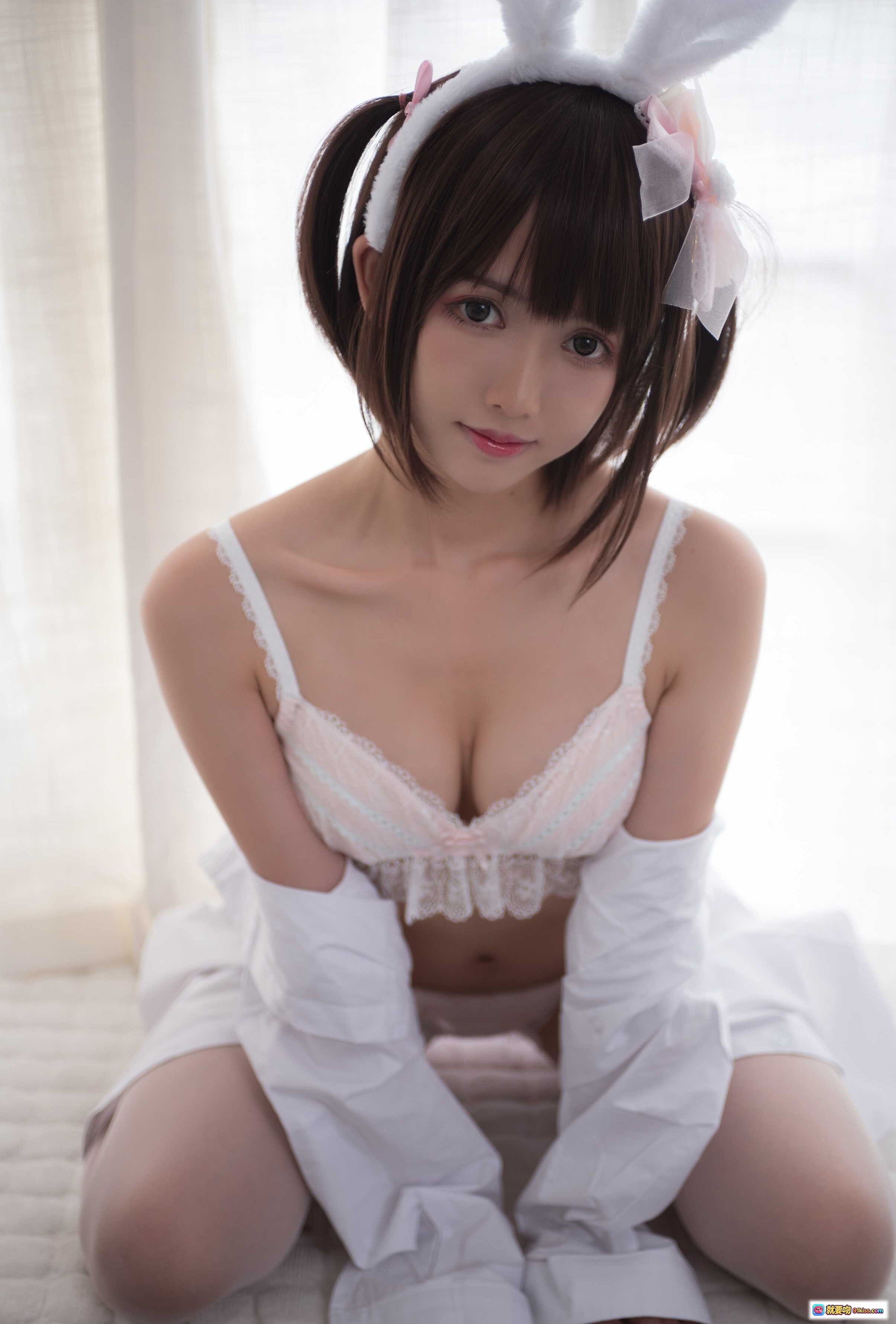 图片[9] - 鳗鱼霏儿NO.061兽耳白蕾丝情趣写真 甜美兔女郎白色内衣丝袜私房美图 - 就要吻