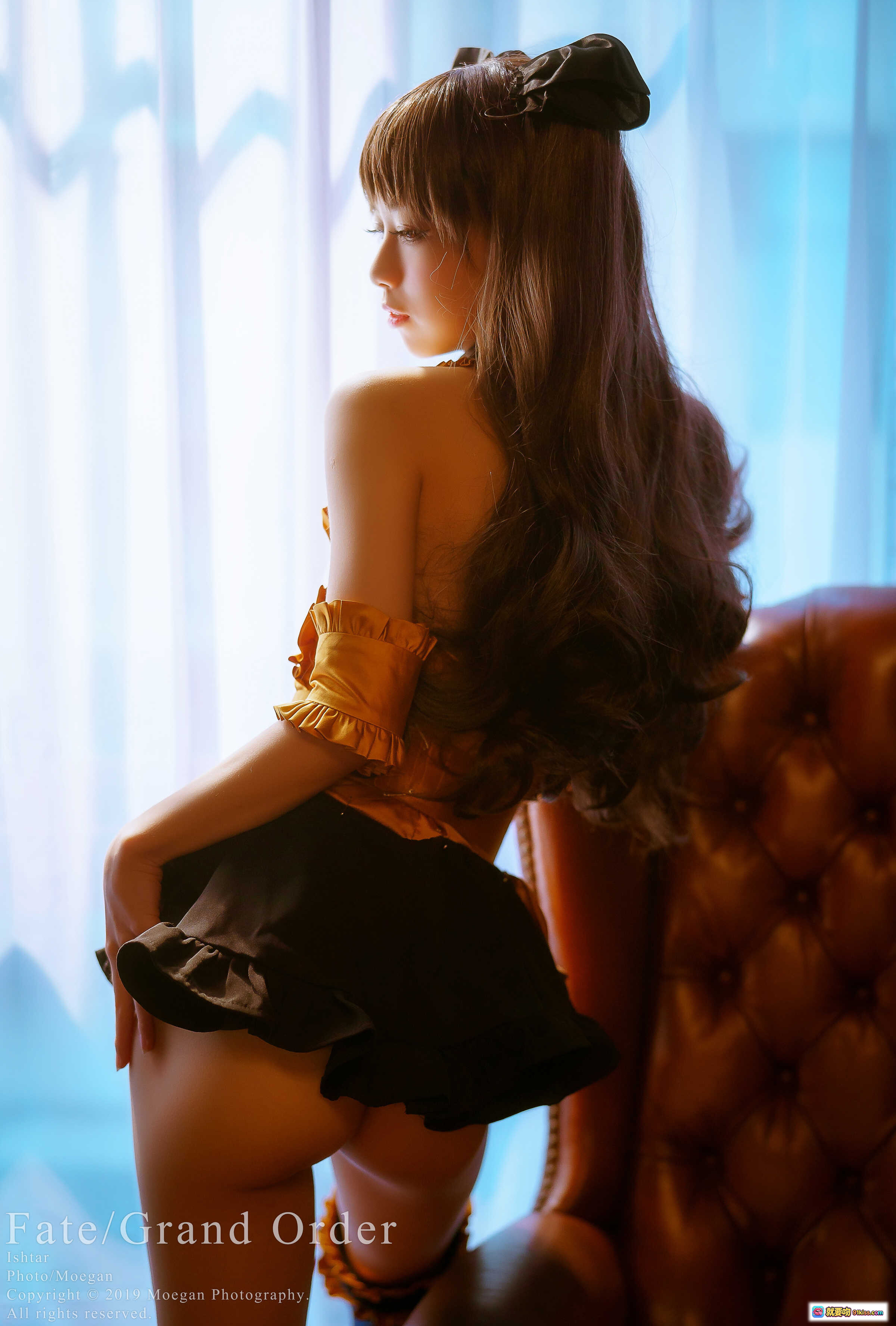 图片[4] - Fate/Grand Order 弓凛女仆装 Cosplay | Ishtar Maid Ver | 精致洛丽塔风格 | 紫色干花背景 | 复古茶具摆拍 | 优雅坐姿写真 - 就要吻