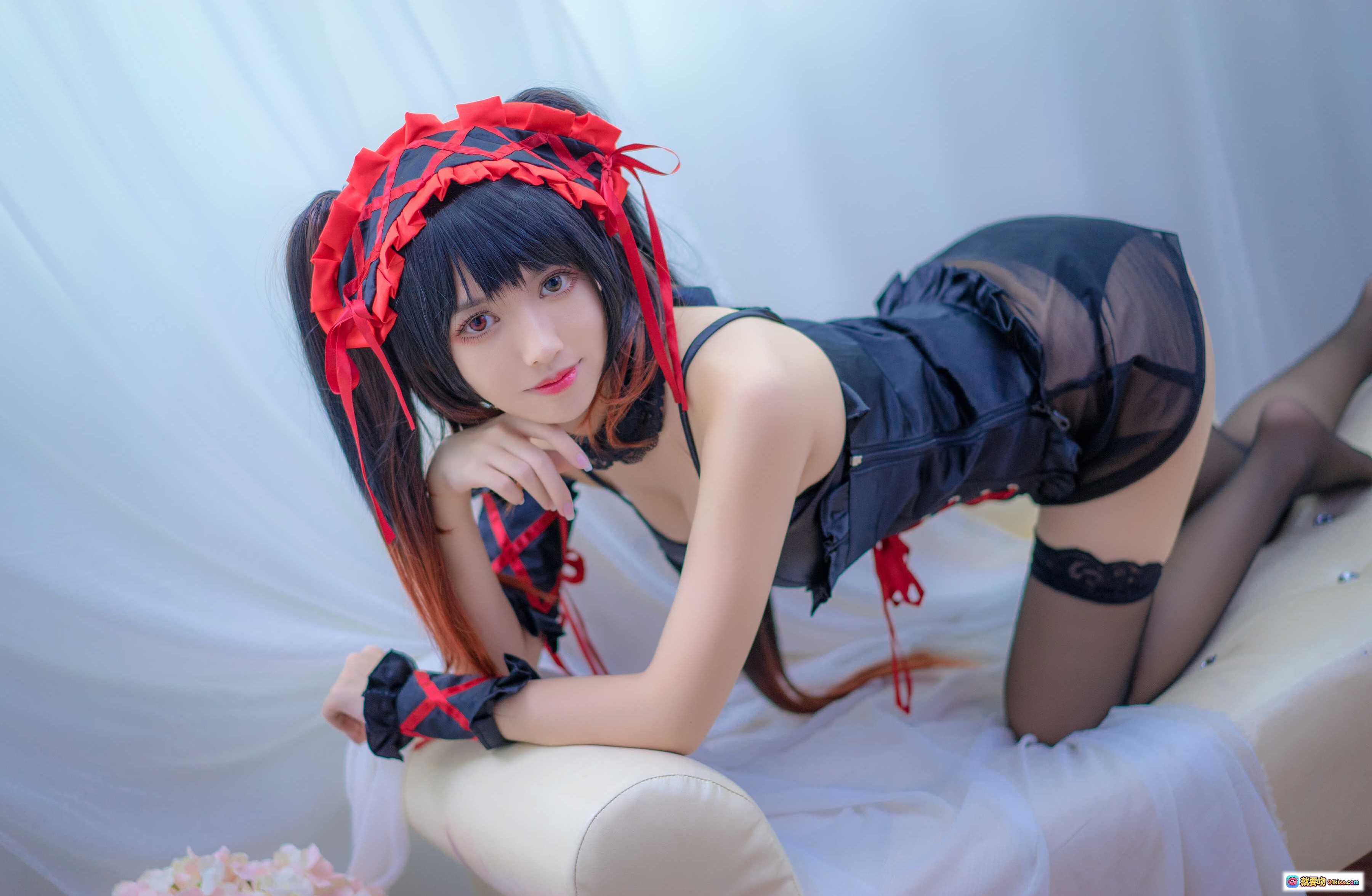 图片[9] - 鳗鱼霏儿NO.037狂三睡衣Cosplay 黑红蕾丝透视装 性感女仆风 黑丝美腿 13P高清写真 - 就要吻