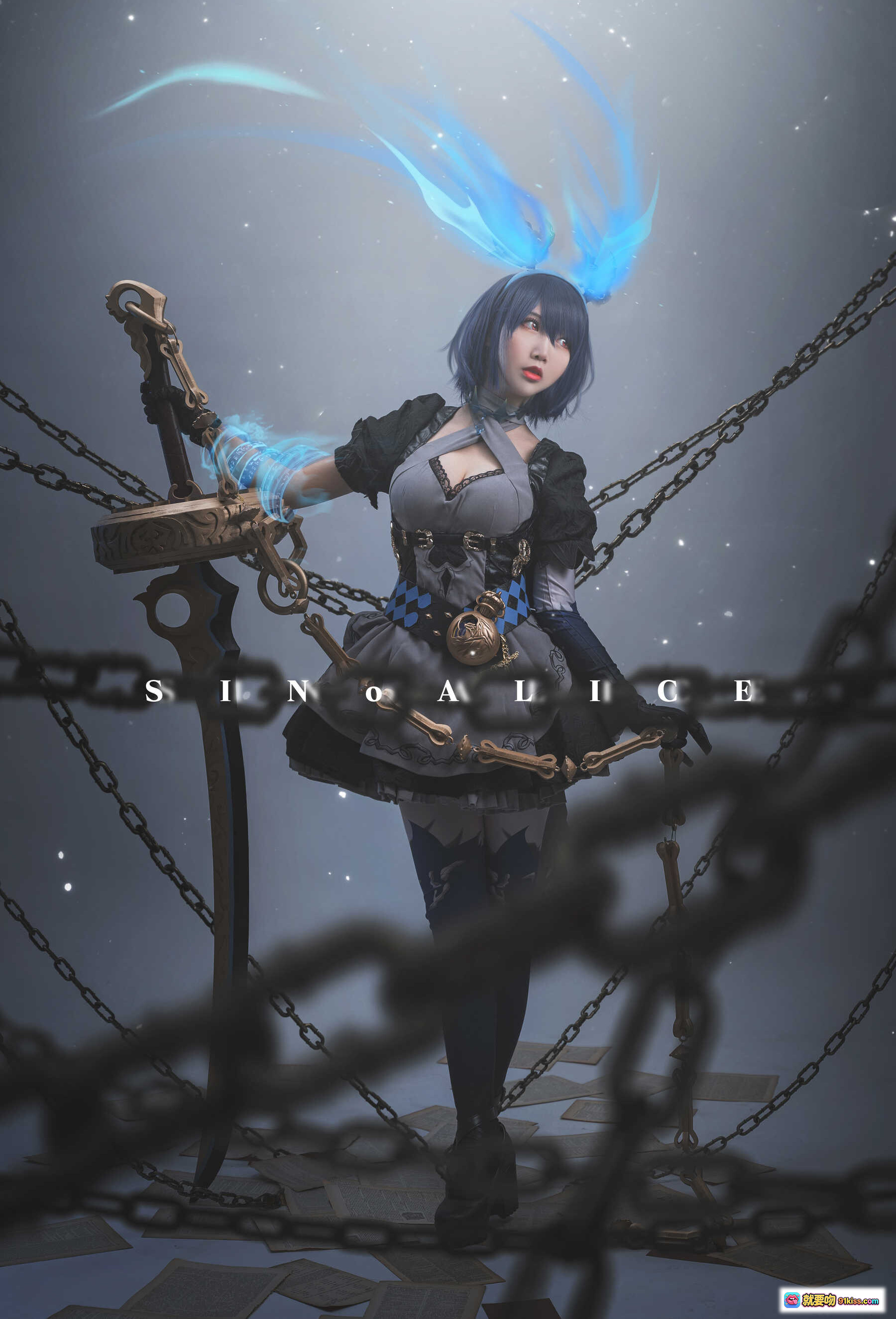 图片[7] - 面饼仙儿NO.094爱丽丝Cosplay写真｜蓝发少女魔法裙装+华丽权杖+星空特效+精致洛丽塔风+18P高清图集 - 就要吻