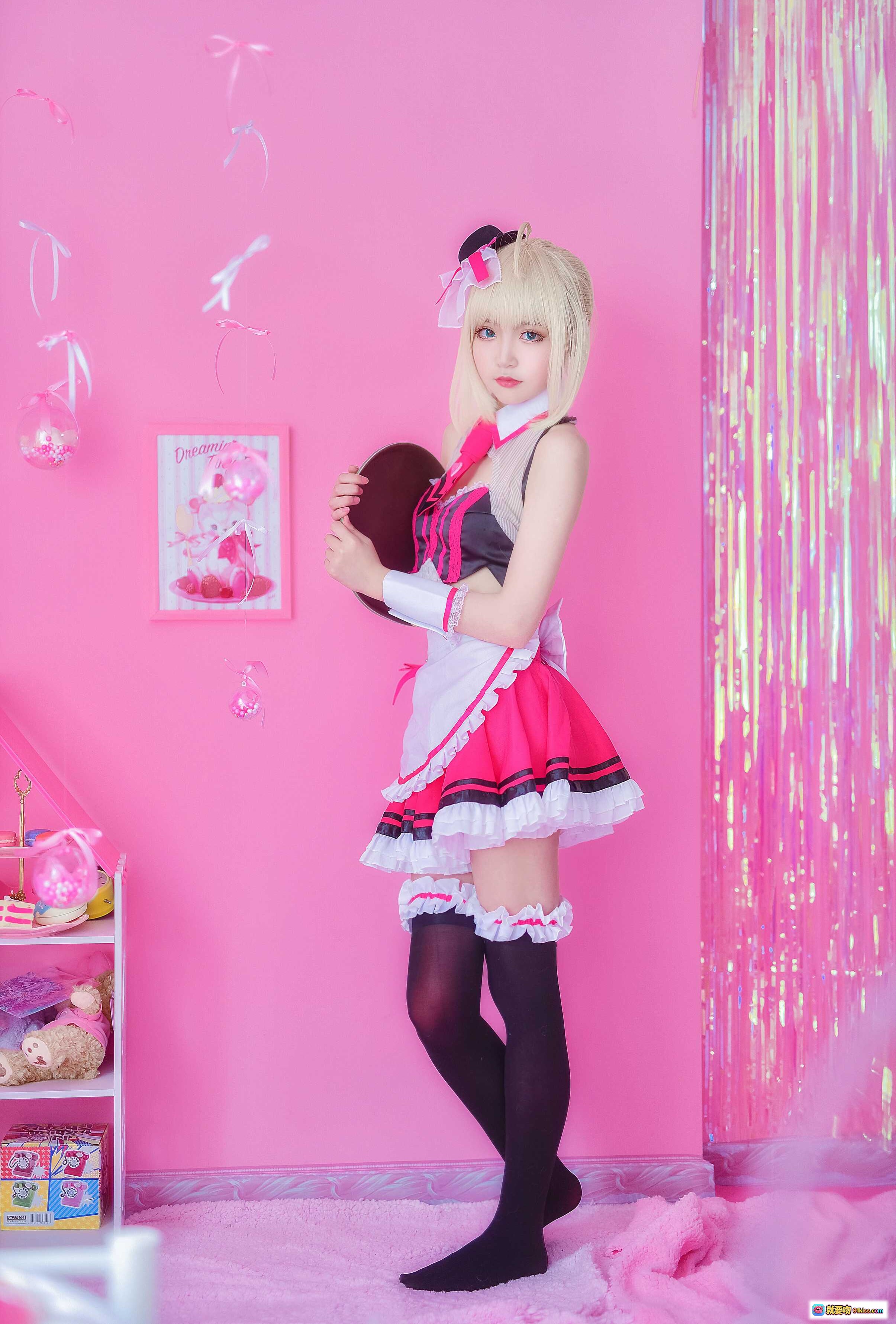 图片[5] - 泡泡就是逊啦008吾王阿尔托莉雅女仆装情人节主题粉色系cosplay写真美少女萌系甜心爱心道具 - 就要吻