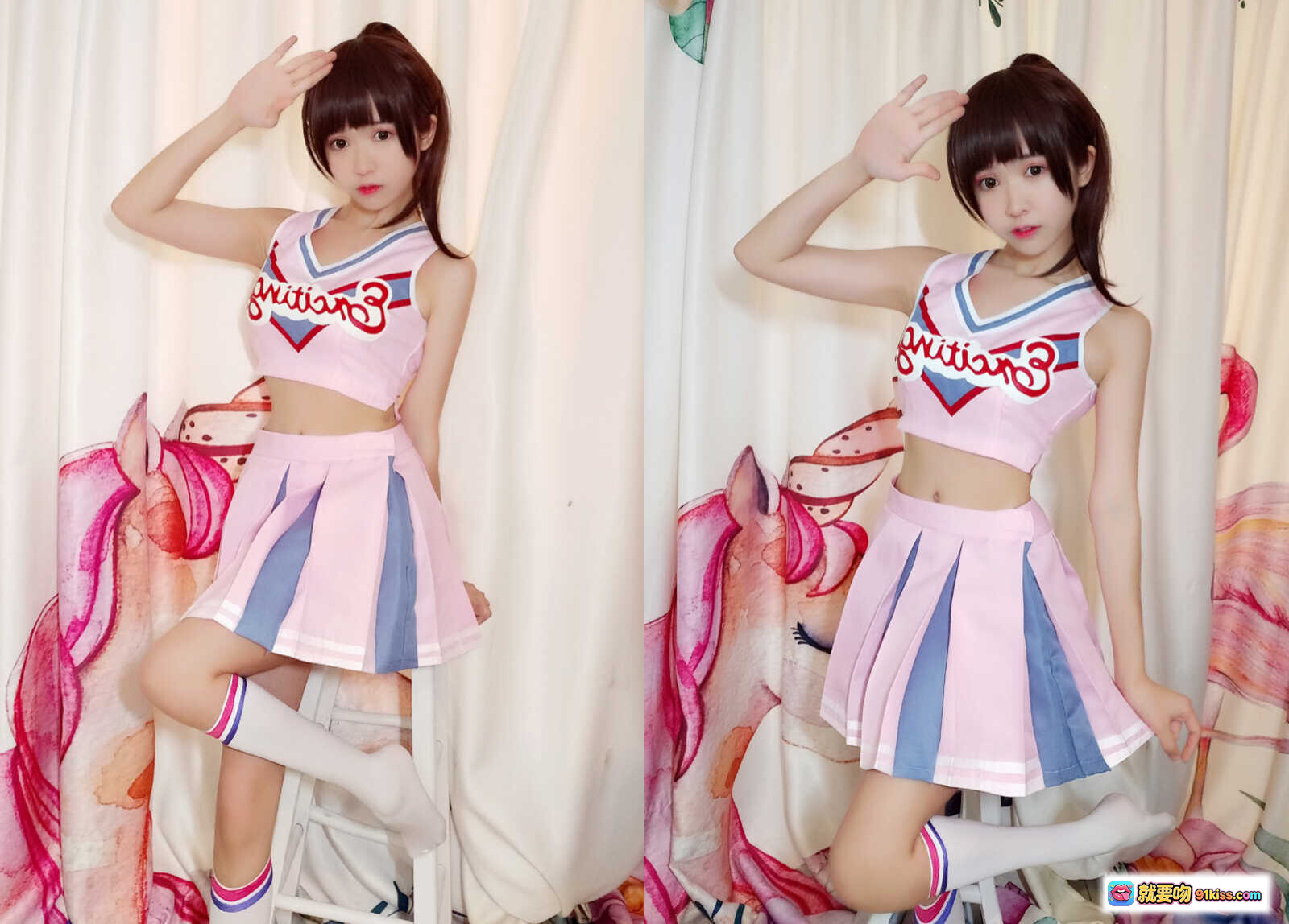 图片[4] - 鳗鱼霏儿NO.030加藤惠cos自拍写真 粉色啦啦队服萌系少女宅家撸猫治愈系美图 - 就要吻