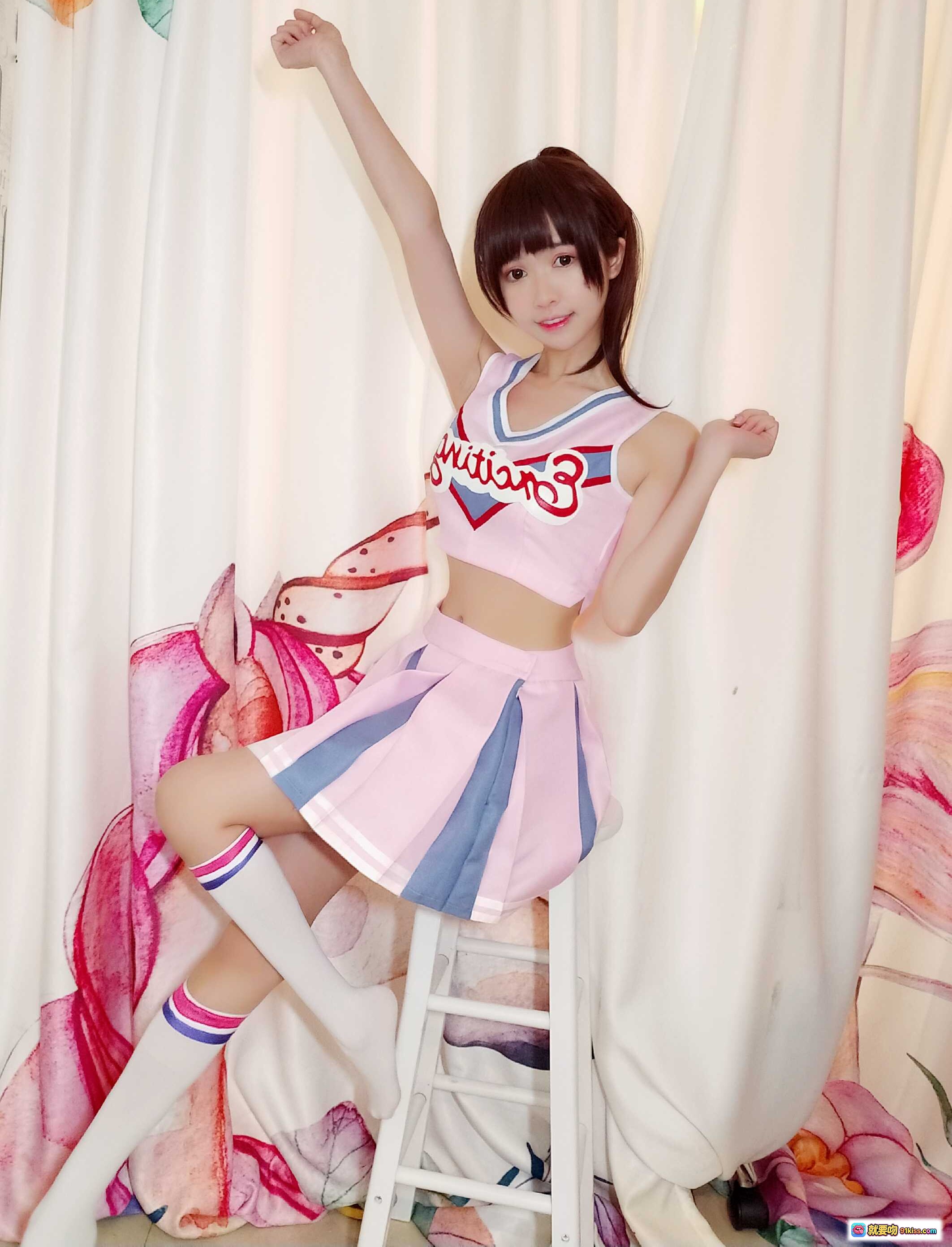 图片[8] - 鳗鱼霏儿NO.030加藤惠cos自拍写真 粉色啦啦队服萌系少女宅家撸猫治愈系美图 - 就要吻