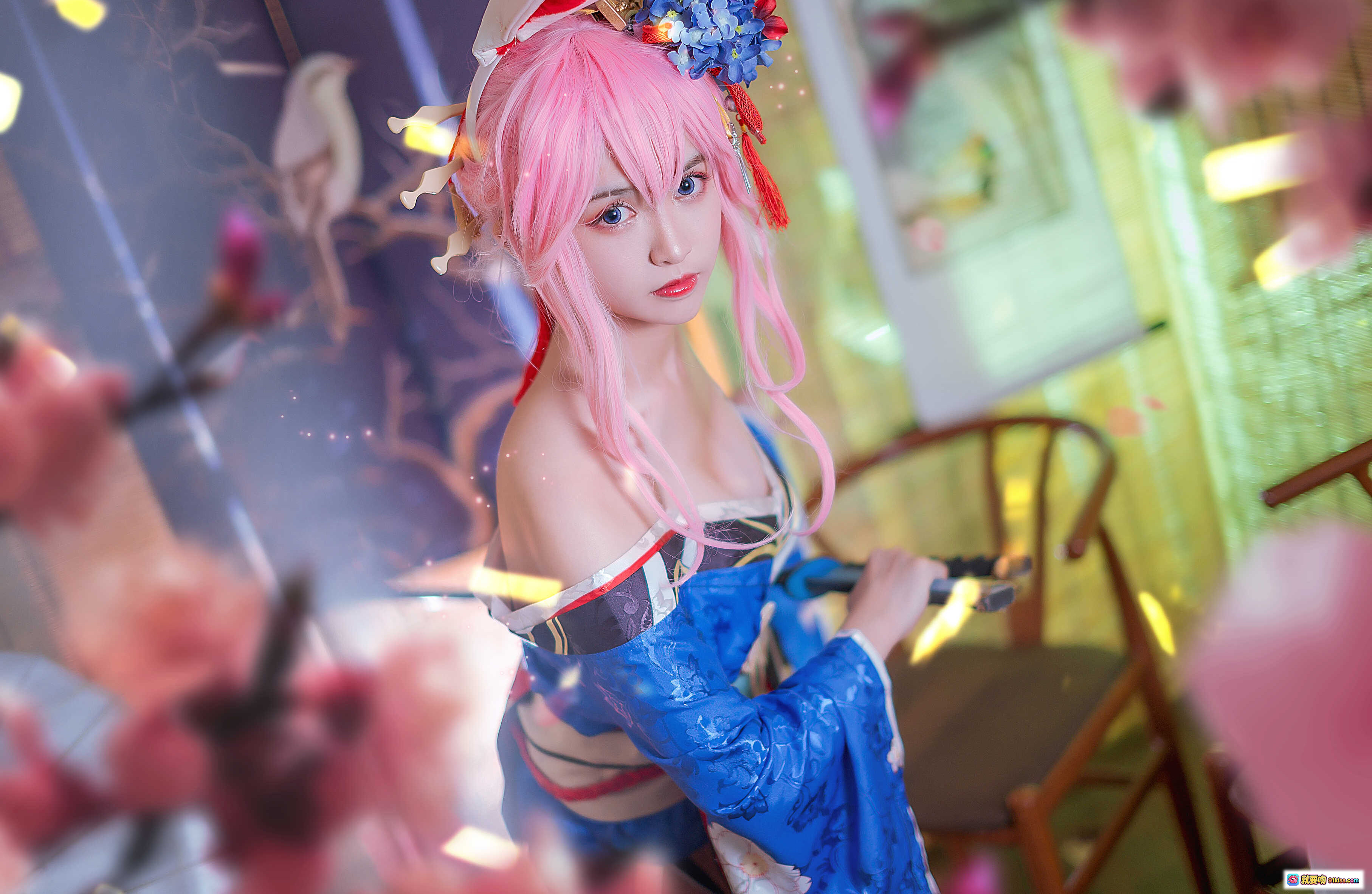 图片[5] - 鳗鱼霏儿NO.079八重樱花魁和风cos美腿特写 传统木屐搭配日式浴衣 丝袜光影细节呈现 - 就要吻