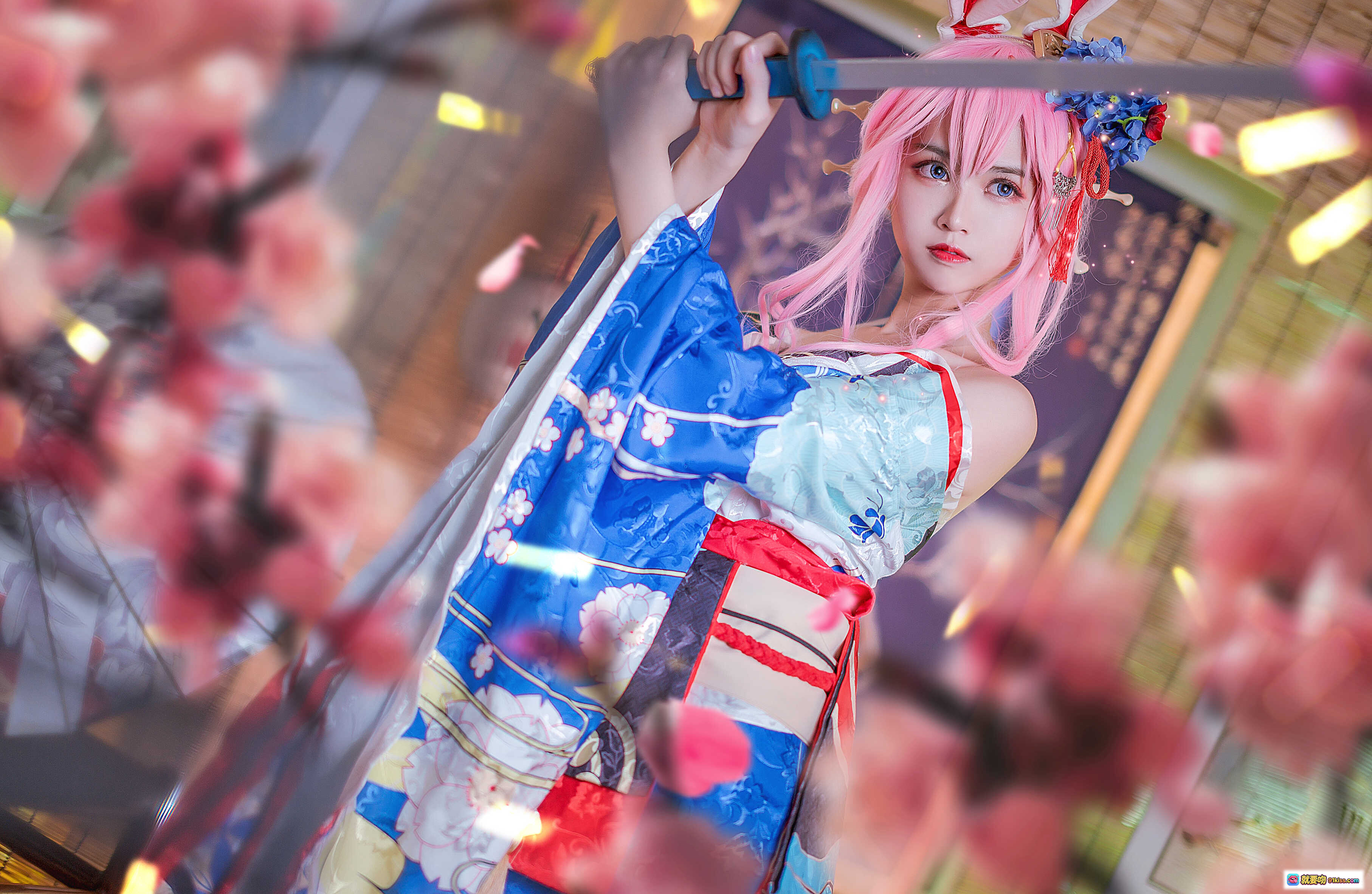 图片[9] - 鳗鱼霏儿NO.079八重樱花魁和风cos美腿特写 传统木屐搭配日式浴衣 丝袜光影细节呈现 - 就要吻