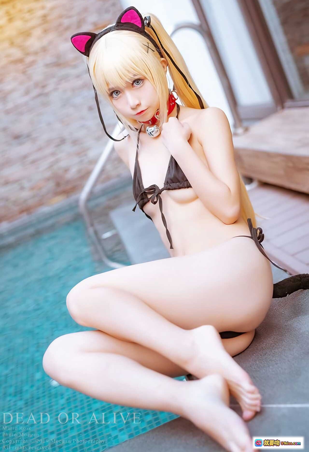 图片[2] - Marie Rose泳装COS写真 | 猫耳猫尾比基尼 | 死或生DOA角色扮演 | 池边性感蹲姿 | 金发双马尾少女 | 高清摄影图集 - 就要吻