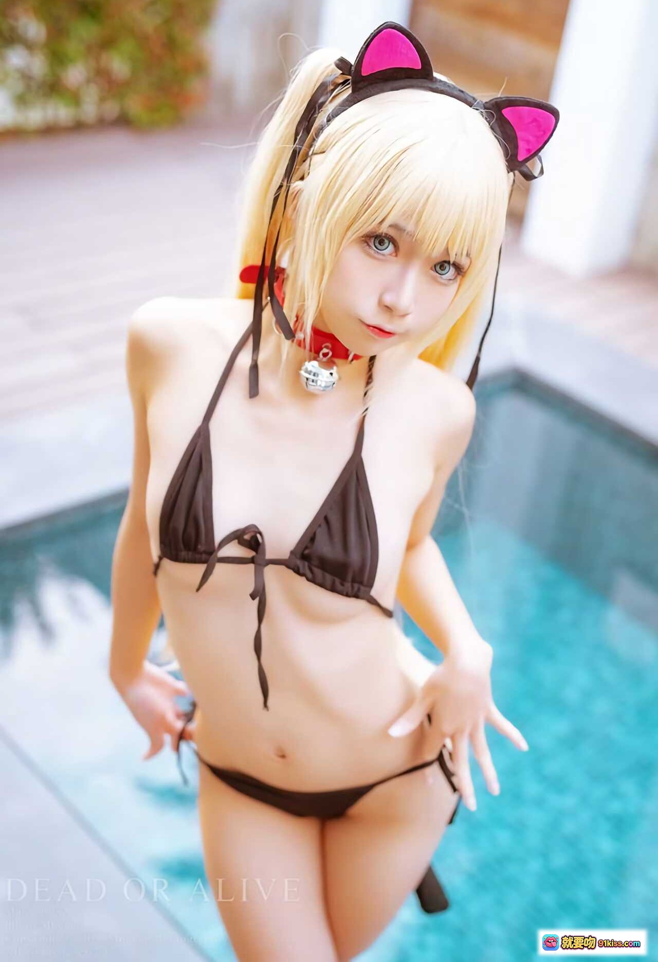 图片[9] - Marie Rose泳装COS写真 | 猫耳猫尾比基尼 | 死或生DOA角色扮演 | 池边性感蹲姿 | 金发双马尾少女 | 高清摄影图集 - 就要吻