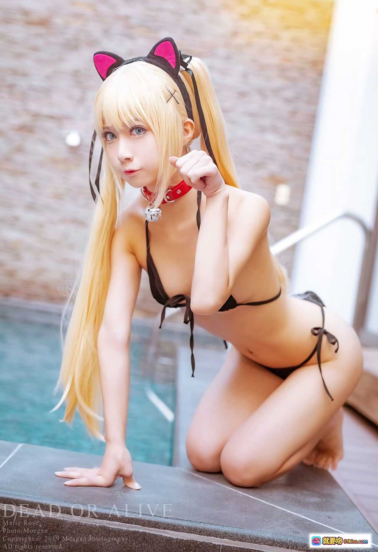 图片[10] - Marie Rose泳装COS写真 | 猫耳猫尾比基尼 | 死或生DOA角色扮演 | 池边性感蹲姿 | 金发双马尾少女 | 高清摄影图集 - 就要吻