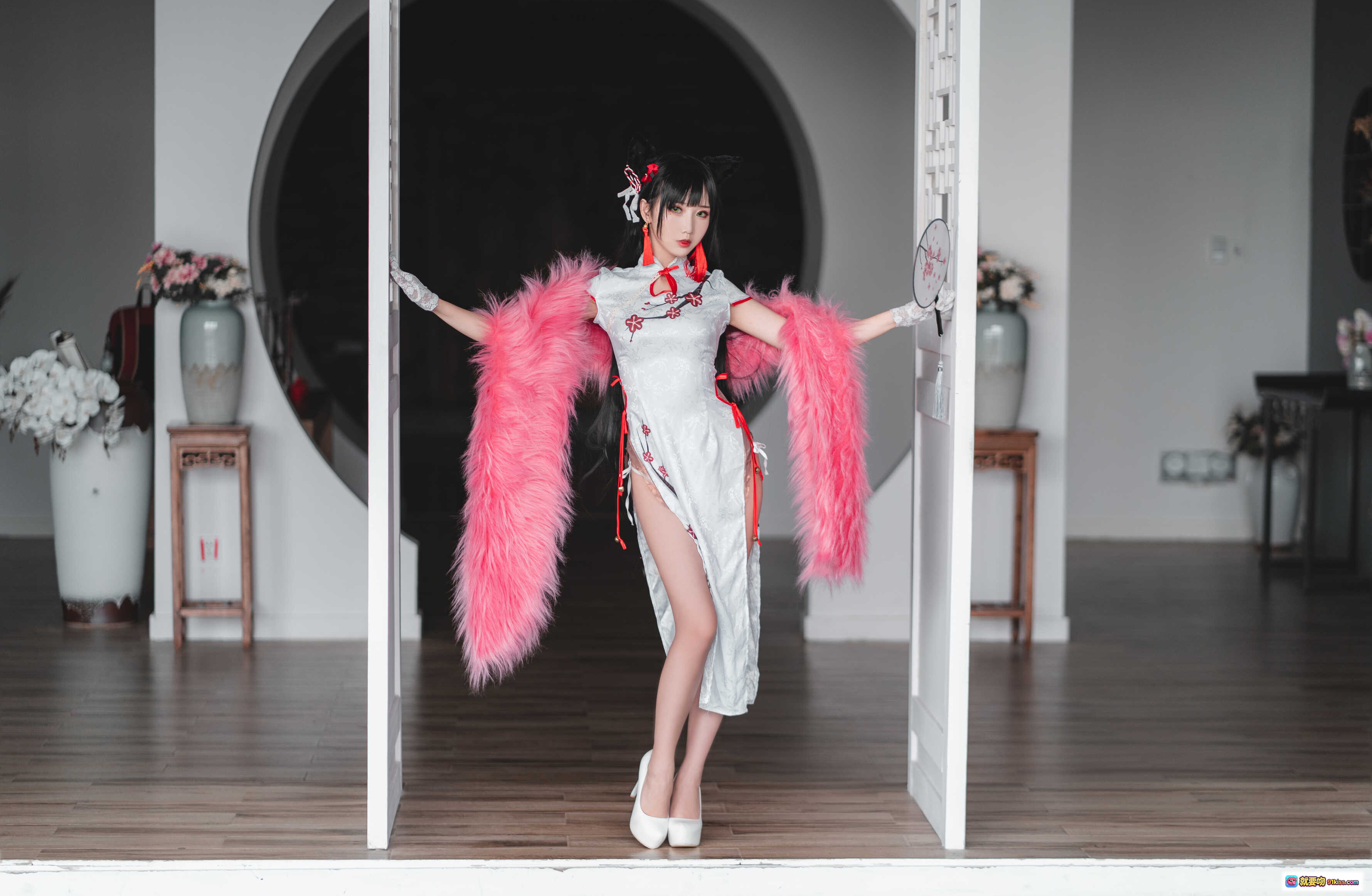 图片[8] - 面饼仙儿NO.082旗袍爱宕写真｜猫耳少女高开叉旗袍Cosplay｜古典中式风摄影美图 - 就要吻