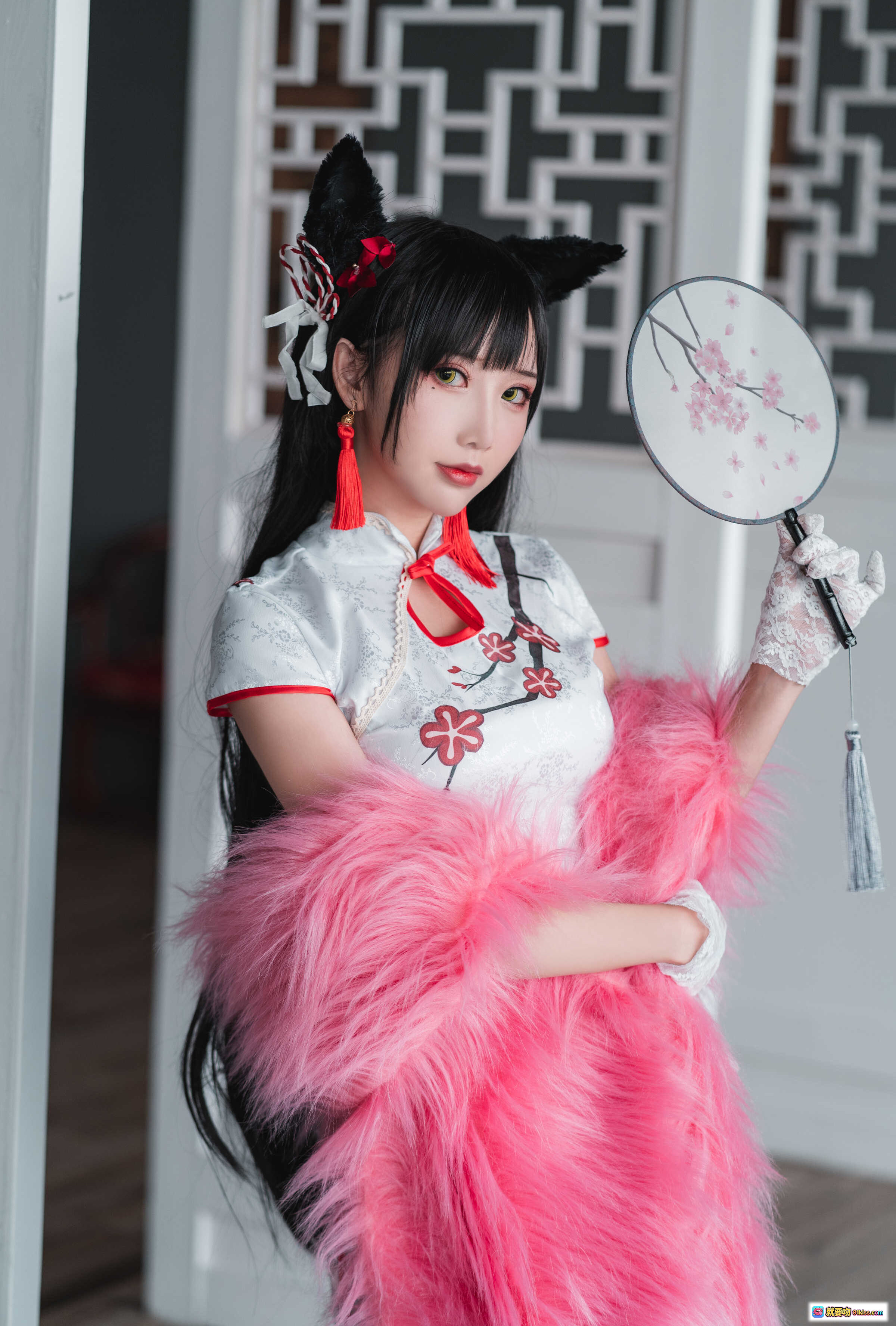 图片[7] - 面饼仙儿NO.082旗袍爱宕写真｜猫耳少女高开叉旗袍Cosplay｜古典中式风摄影美图 - 就要吻