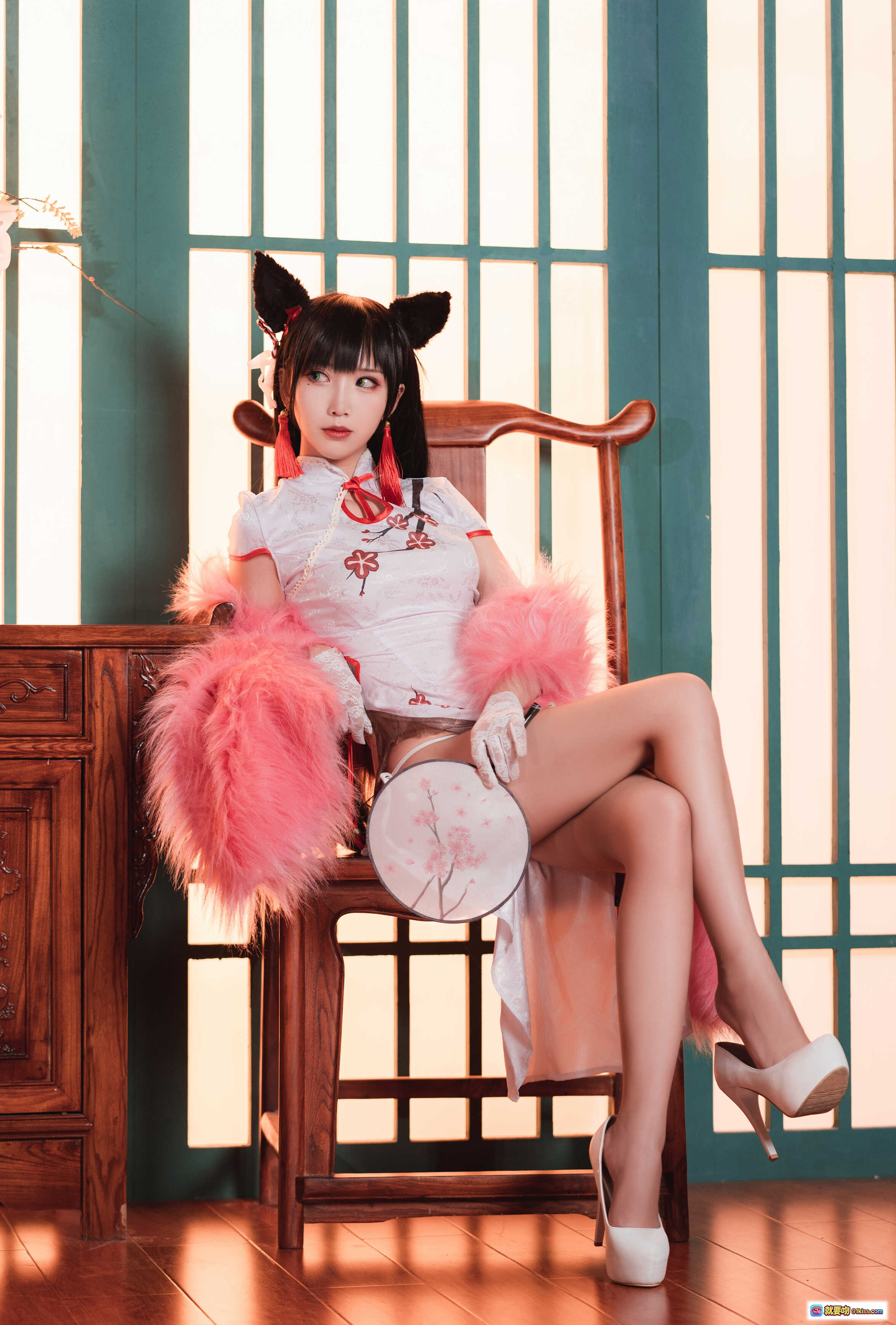 图片[9] - 面饼仙儿NO.082旗袍爱宕写真｜猫耳少女高开叉旗袍Cosplay｜古典中式风摄影美图 - 就要吻