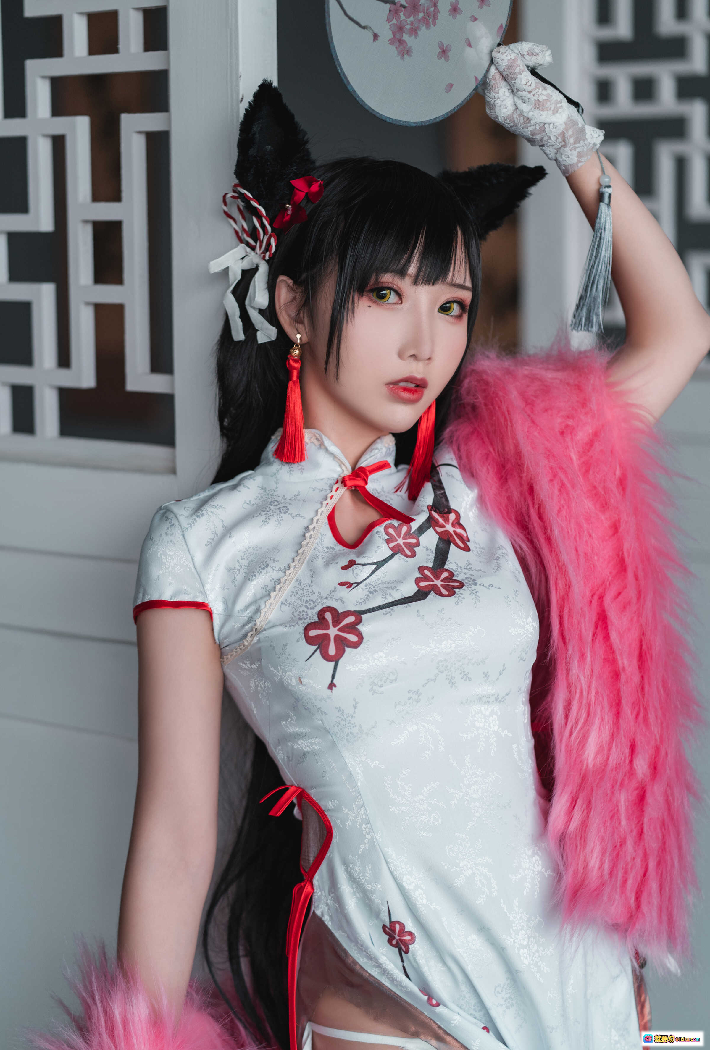 图片[10] - 面饼仙儿NO.082旗袍爱宕写真｜猫耳少女高开叉旗袍Cosplay｜古典中式风摄影美图 - 就要吻