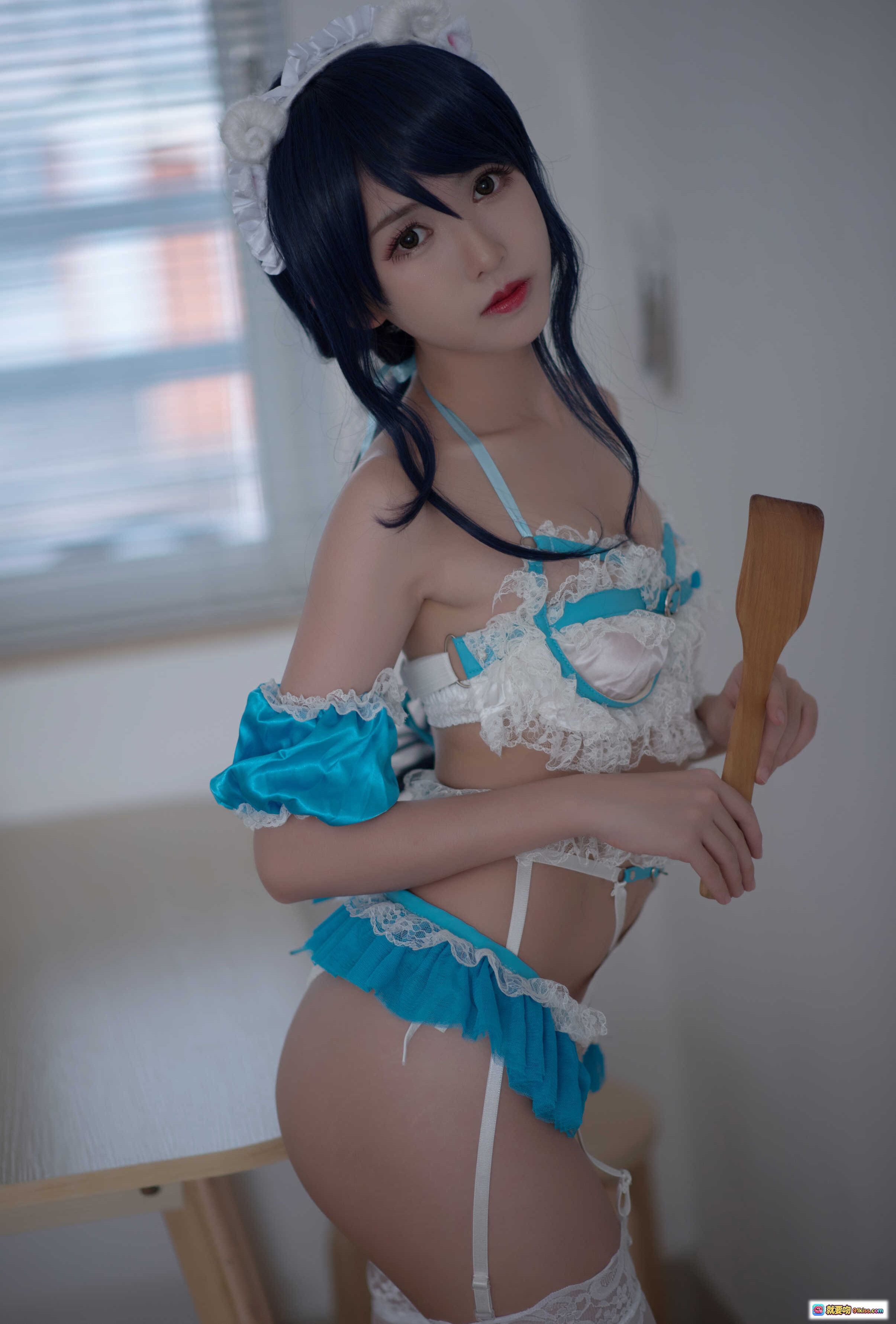 图片[3] - 鳗鱼霏儿NO.063兽耳蕾丝女仆装写真 白丝美腿室内私房性感cosplay摄影图集 - 就要吻