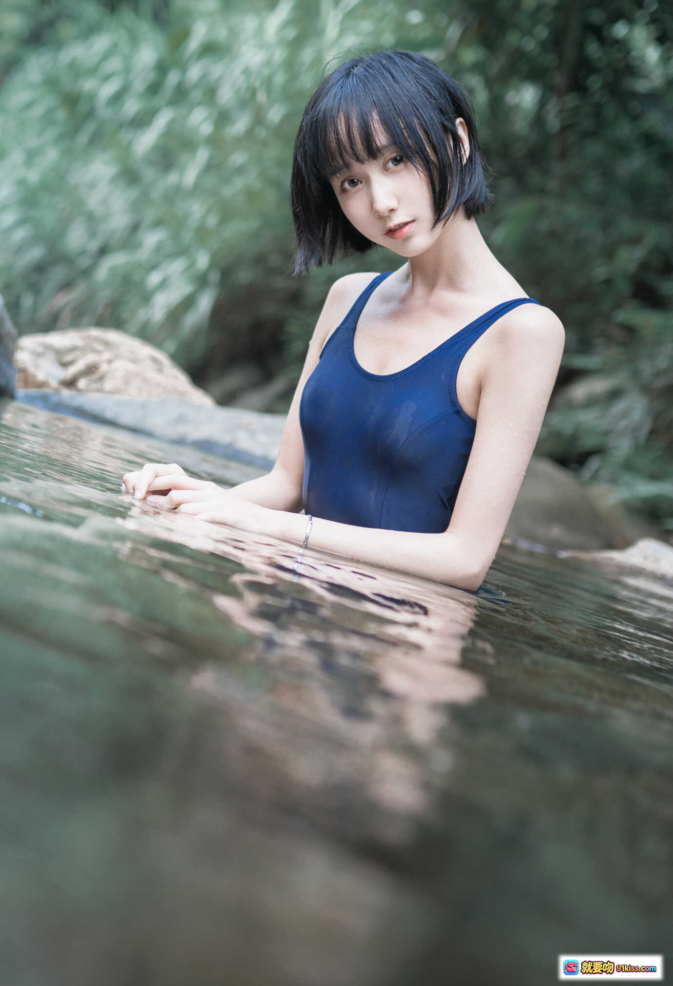 图片[6] - 木绵绵OwO NO.027 水色溪边制服写真 51P高清美腿丝袜湿身自然溪流场景少女摄影 - 就要吻