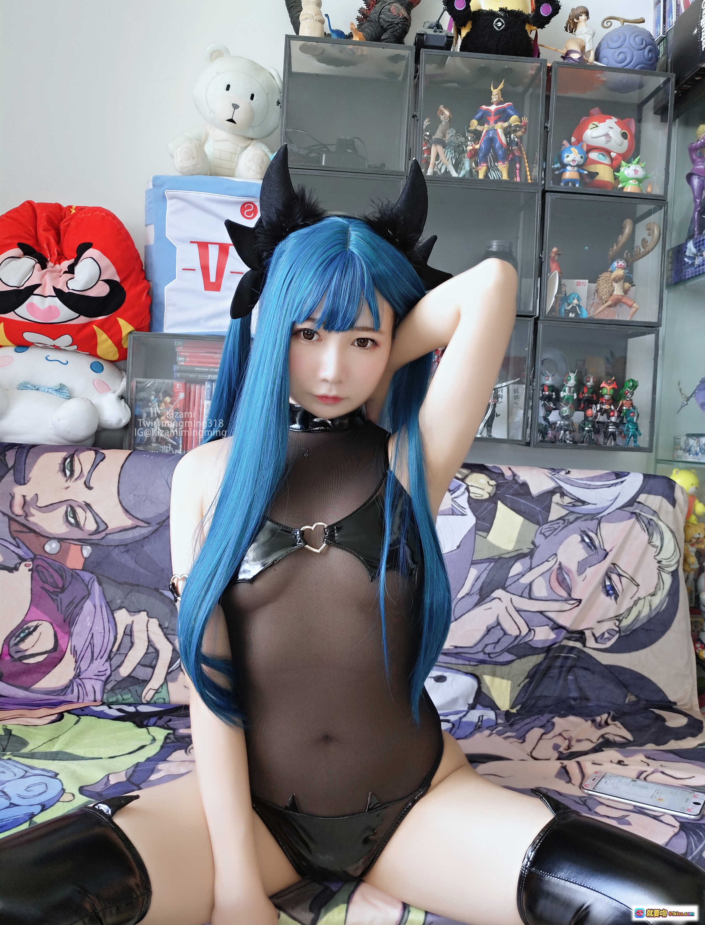 图片[8] - 铭铭Kizami NO.015 fantia7月自撮｜蓝发猫耳少女写真｜清新甜美风格｜动漫周边收藏背景 - 就要吻