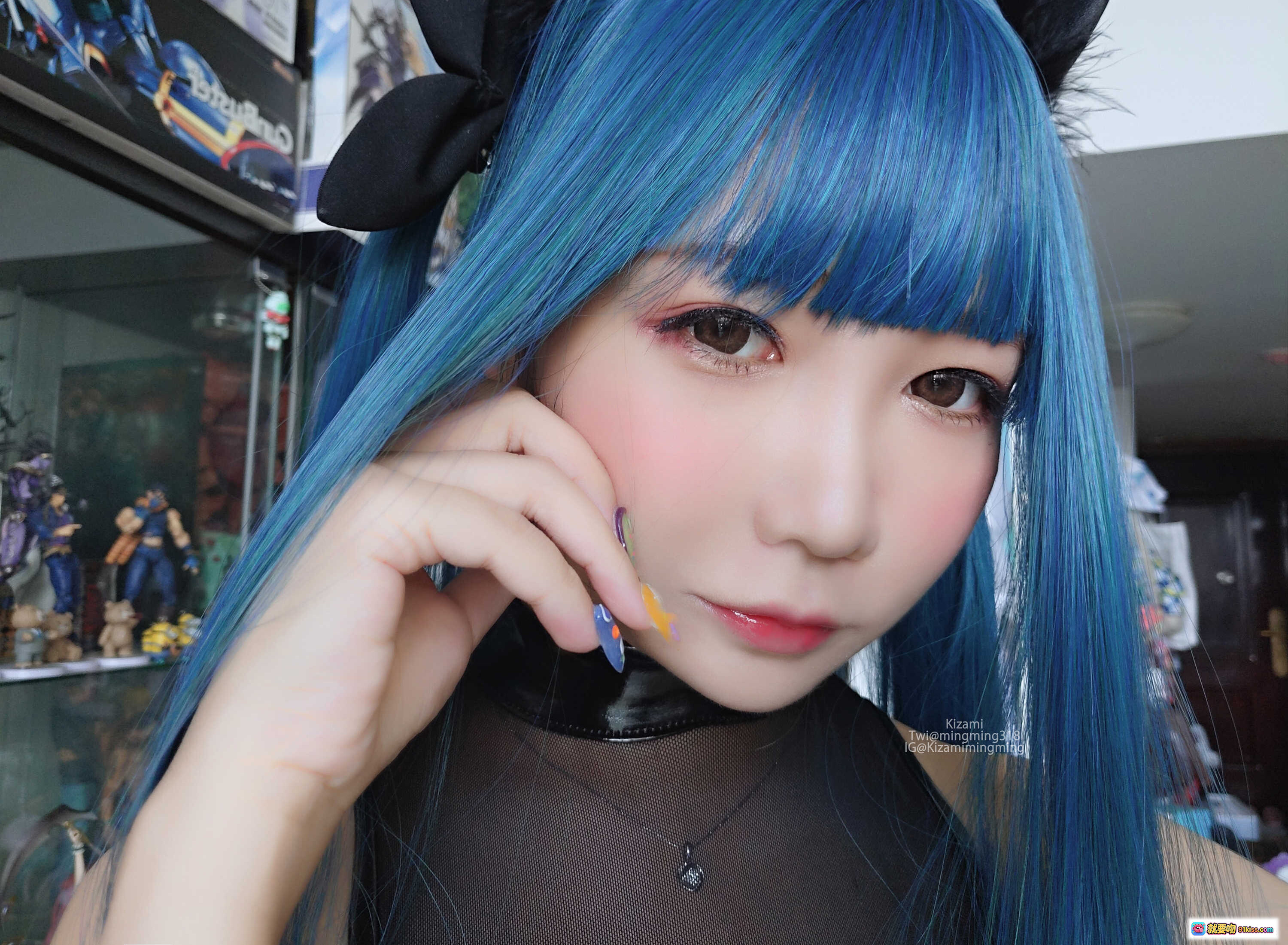 图片[9] - 铭铭Kizami NO.015 fantia7月自撮｜蓝发猫耳少女写真｜清新甜美风格｜动漫周边收藏背景 - 就要吻