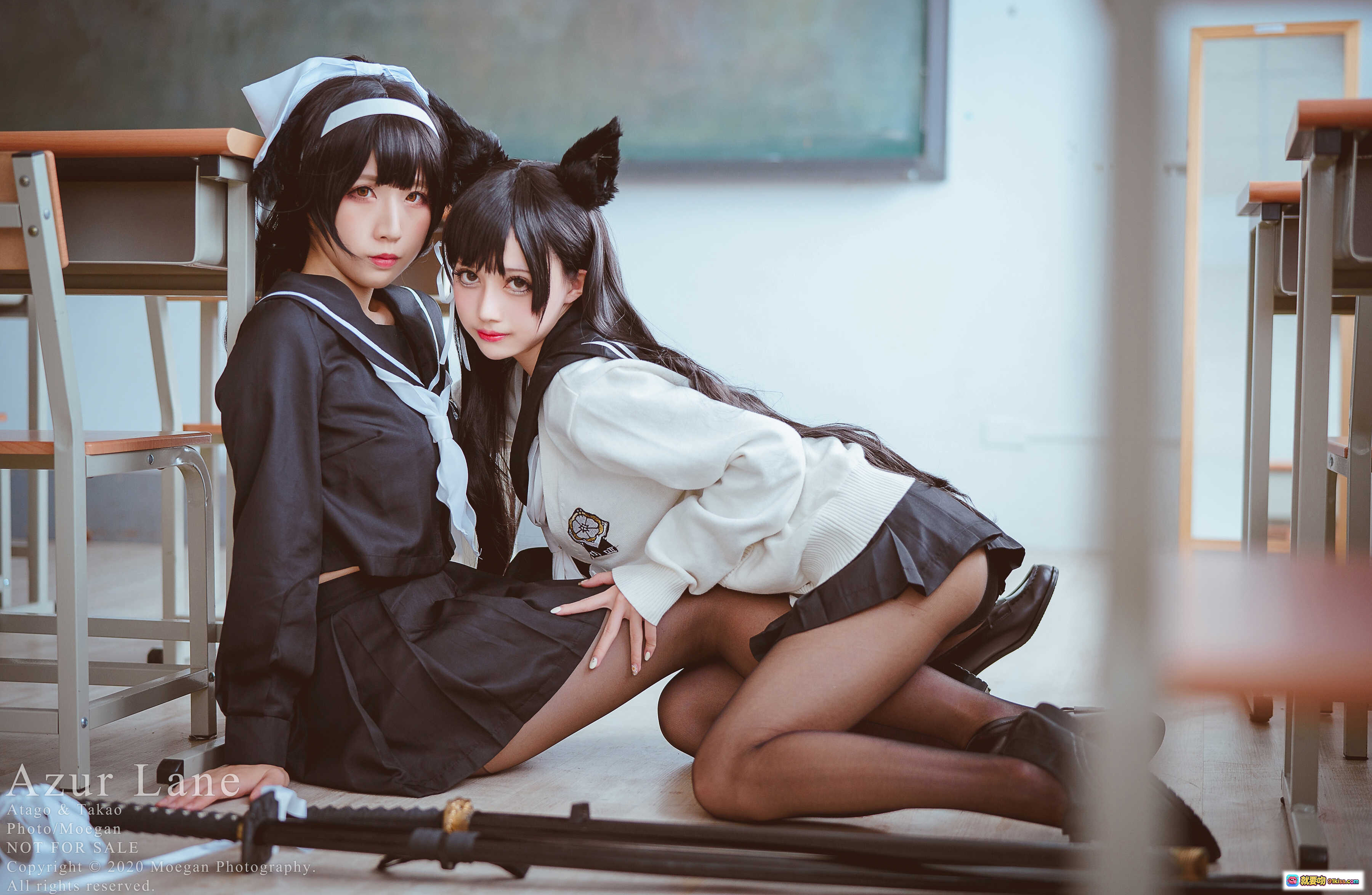 图片[10] - 椎名くるみCosplay | Azur Lane爱宕高雄水手服 | 黑丝制服少女 | 日系校园风写真 - 就要吻