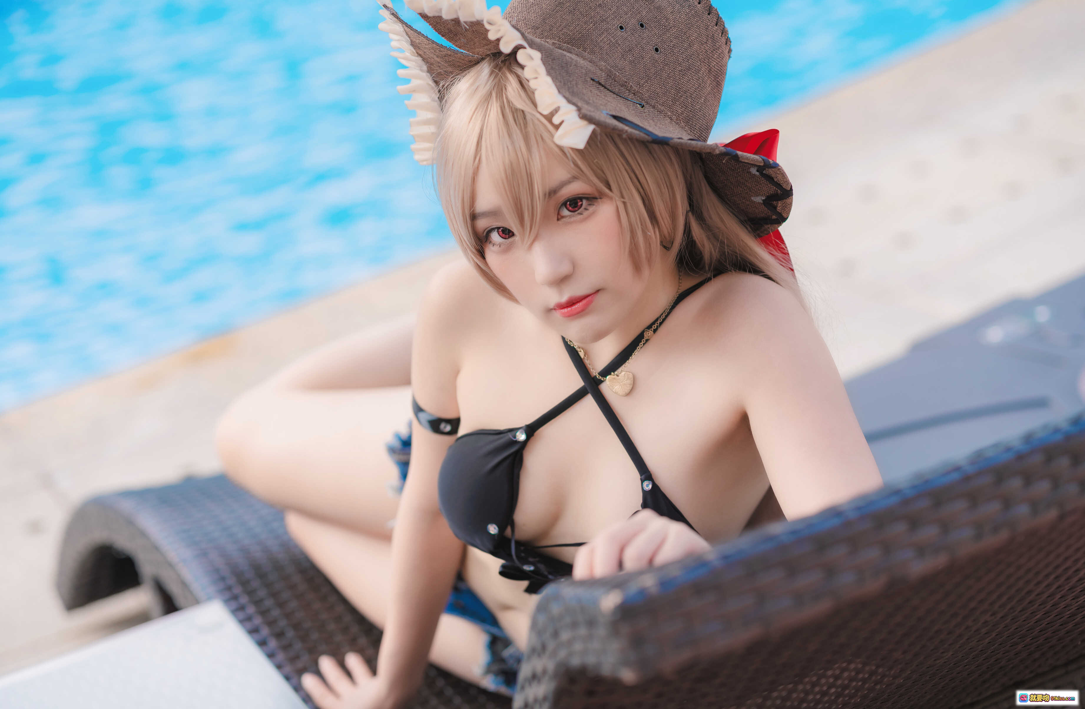 图片[6] - 弥美Mime NO.006 碧蓝航线 让·巴尔 黑色比基尼泳装 金发美臀 池畔写真 20P高清图集 - 就要吻