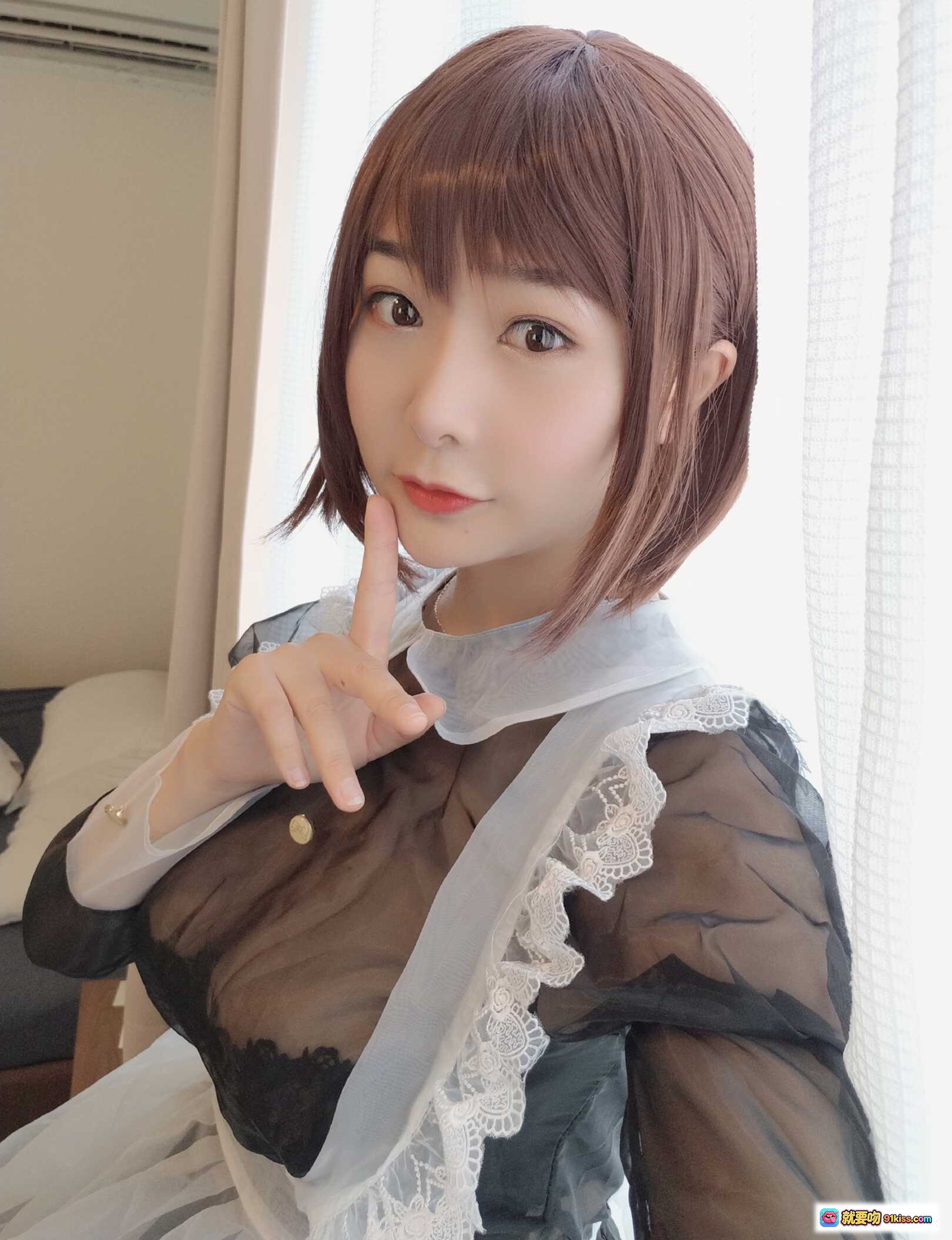 图片[9] - 三刀刀miido NO.017 透明女仆装写真 32P高清美图 黑色蕾丝透视裙 厨房场景私房照 - 就要吻