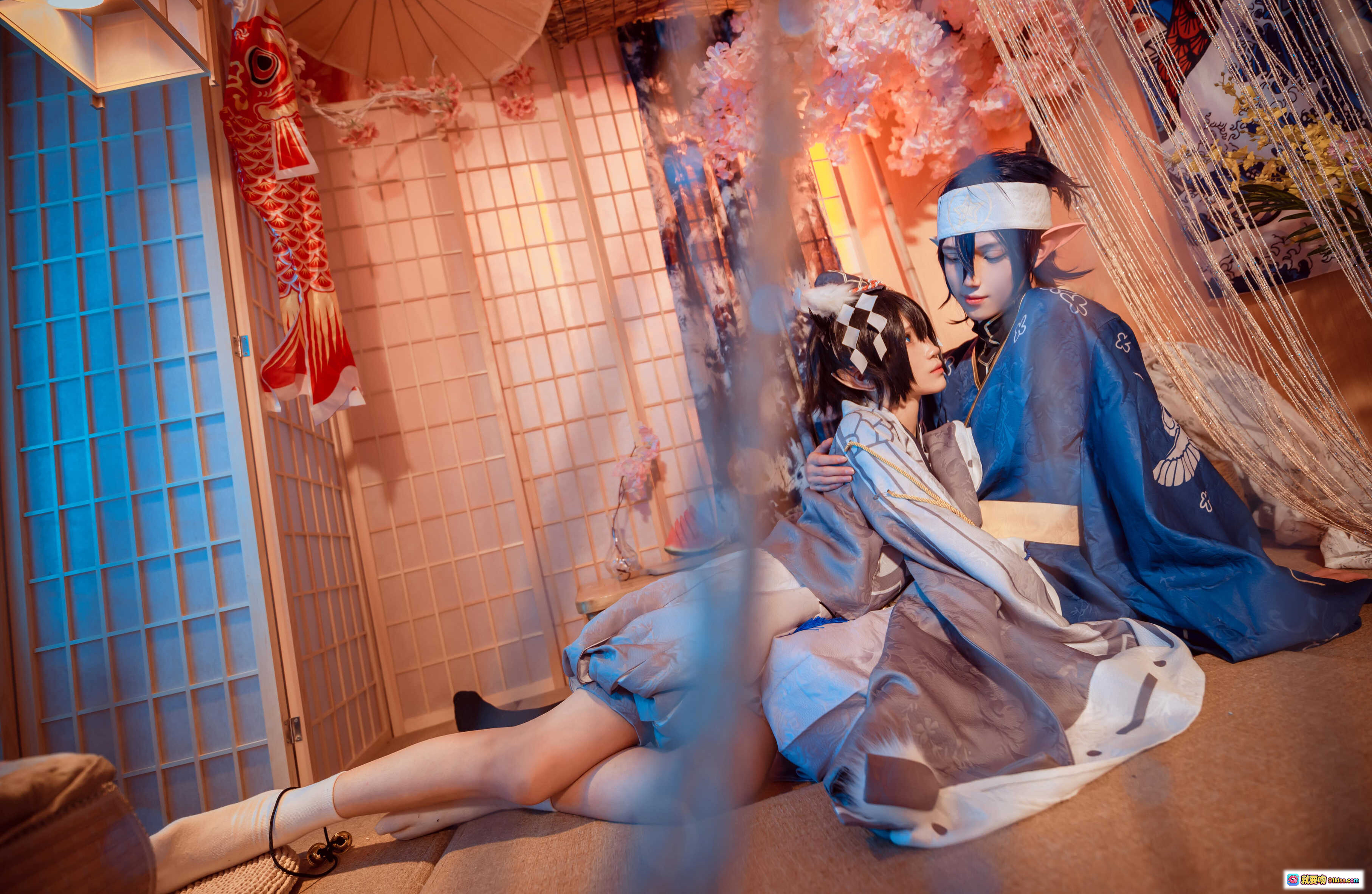 图片[2] - 妖君白研NO.03凹凸世界雷狮风雷卡COS正片·日式和风场景·精致古装cosplay·双人互动写真·樱花背景·唯美氛围感 - 就要吻